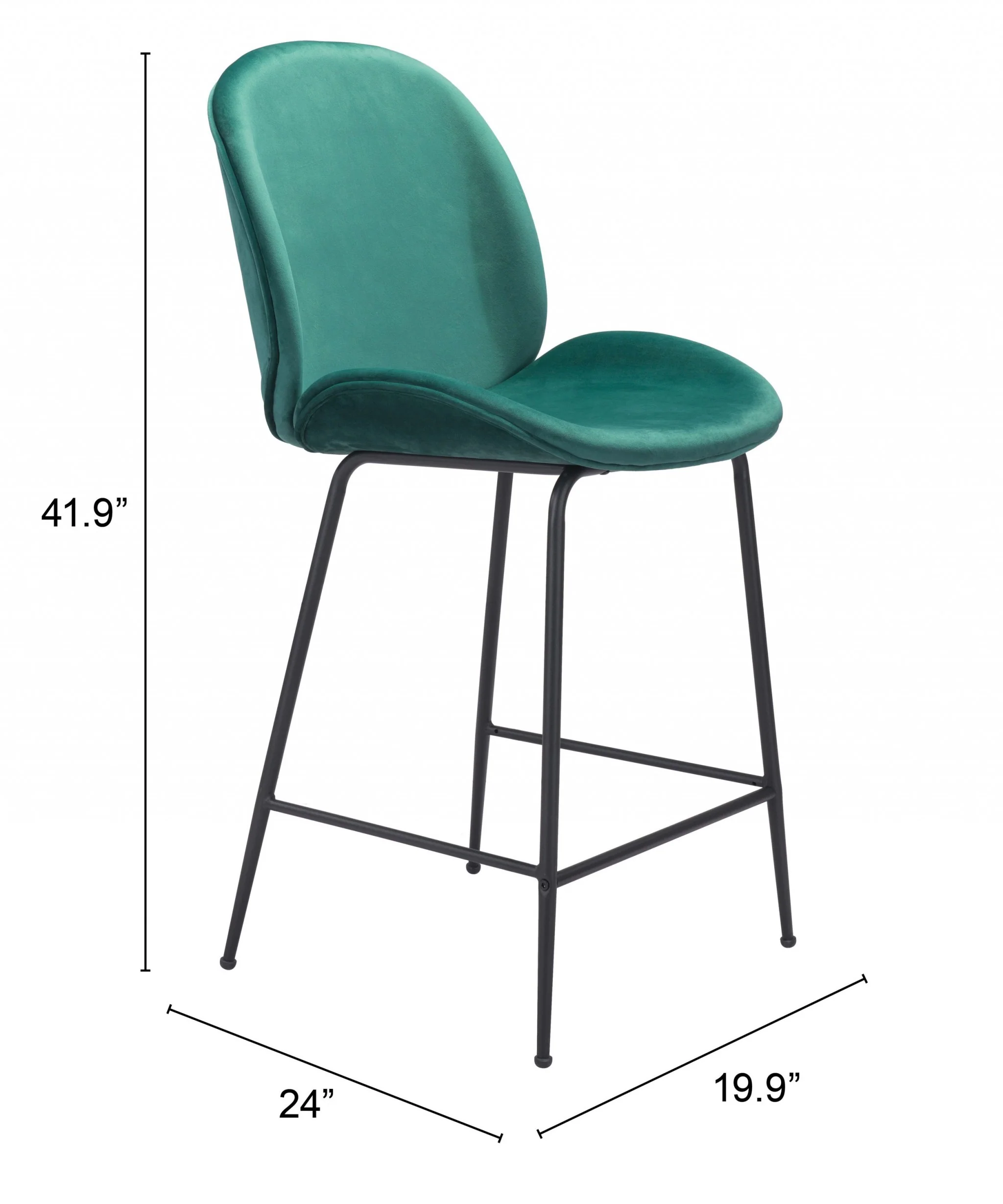 42" Green And Black Steel Low Back Counter Height Bar Chair With Footrest By Homeroots - Image 8