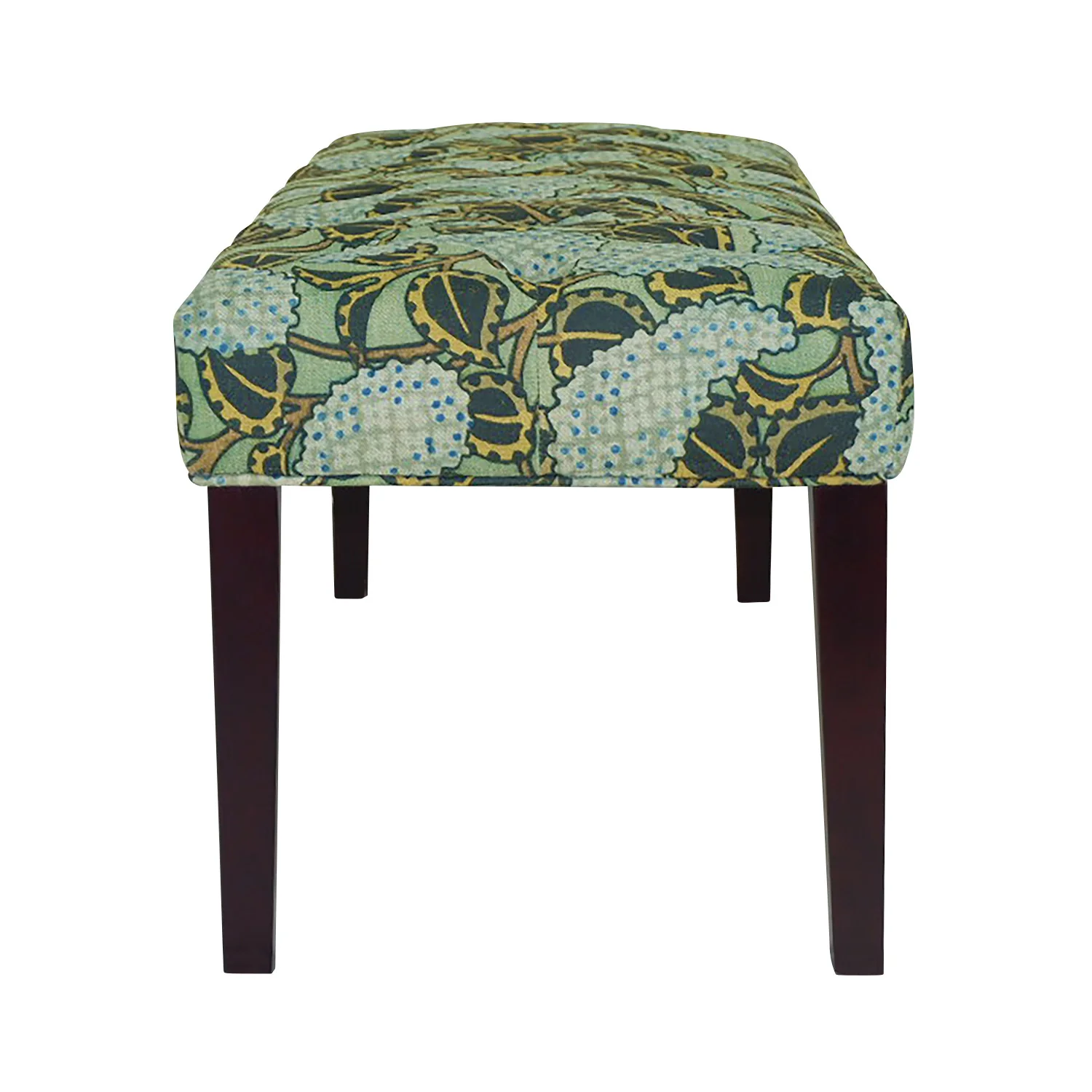 42" Green and Blue Tufted Floral Upholstered Bench By Homeroots - Image 4