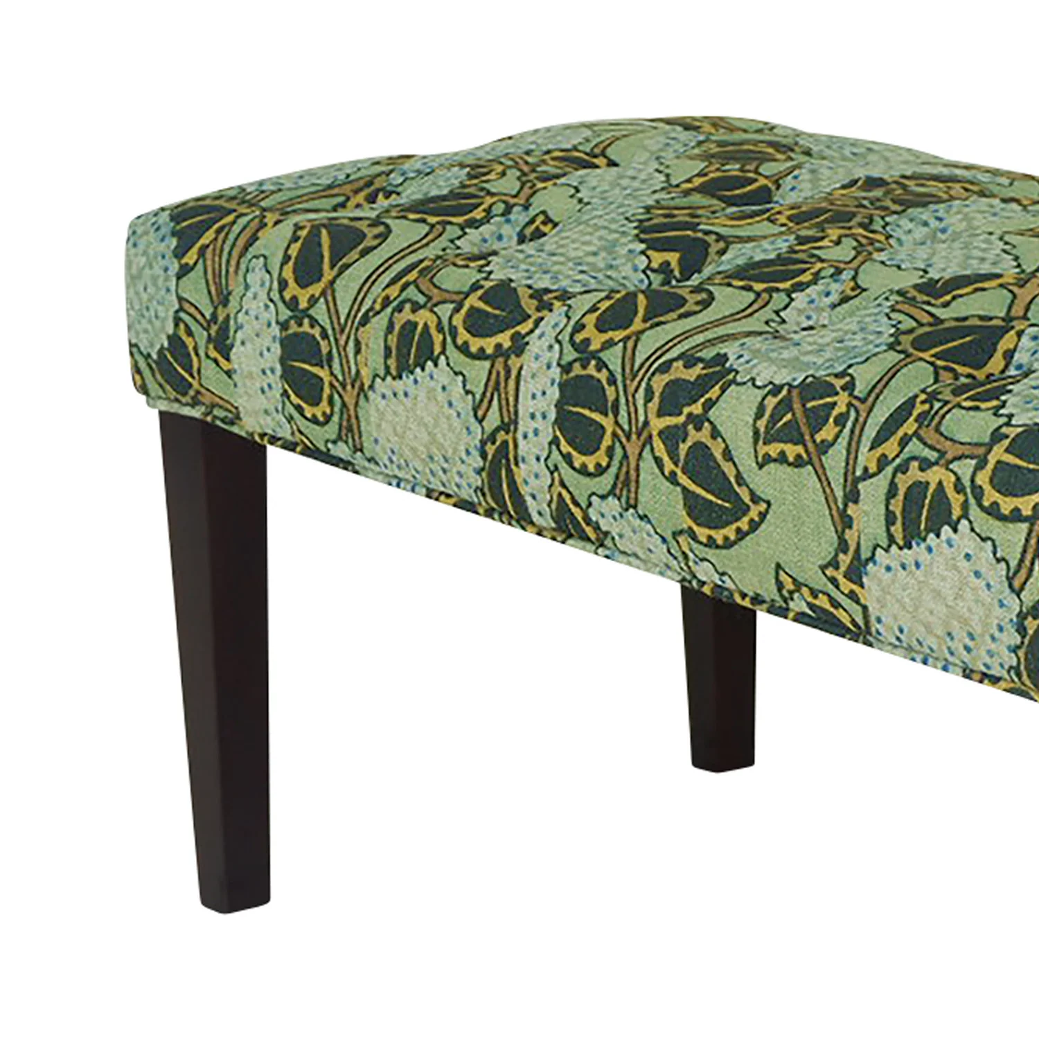 42" Green and Blue Tufted Floral Upholstered Bench By Homeroots - Image 6