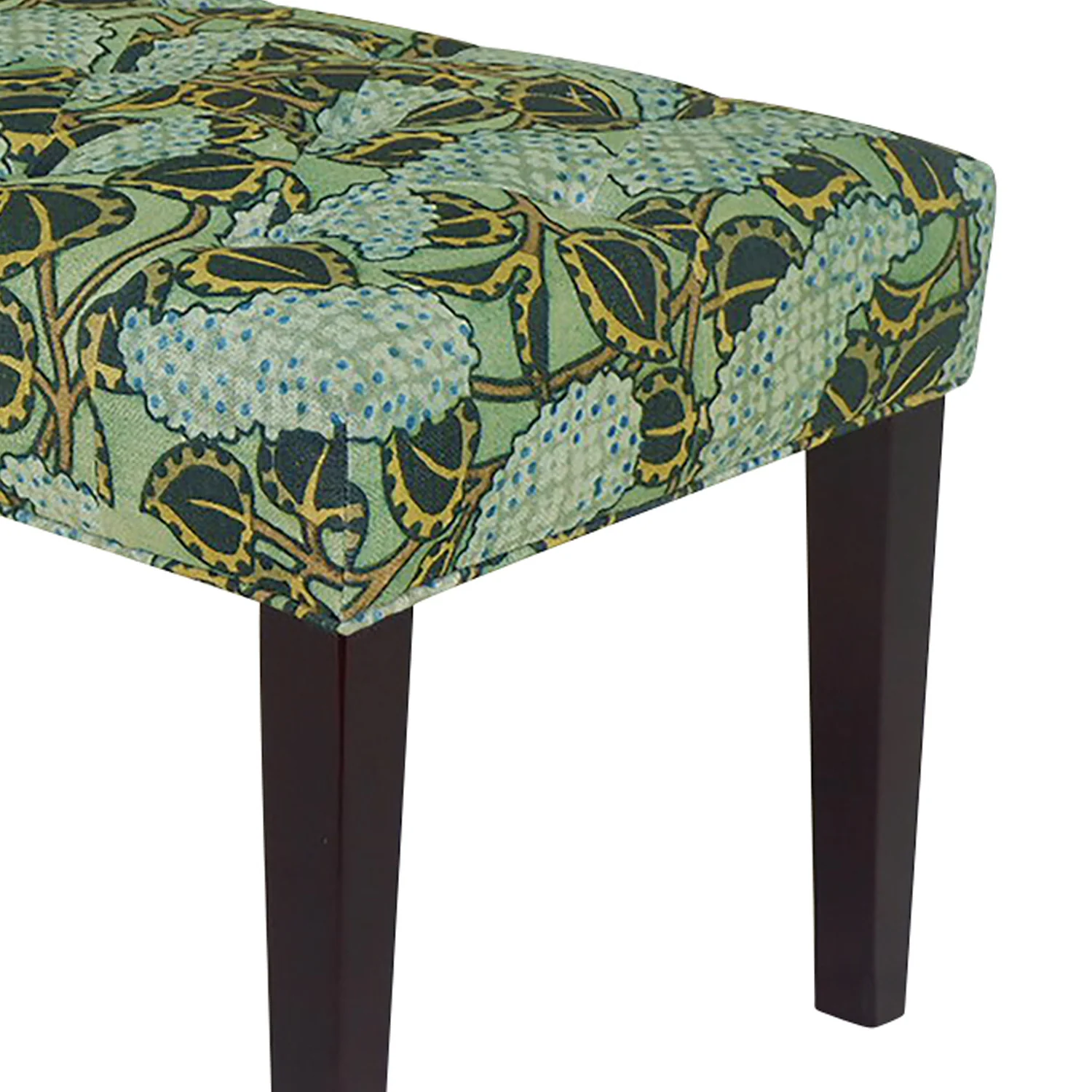42" Green and Blue Tufted Floral Upholstered Bench By Homeroots - Image 7