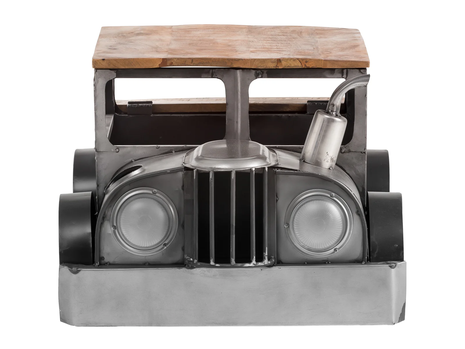 42" Grey And Brown Vintage Style Truck Solid Wood and Metal Coffee Table By Homeroots - Image 2