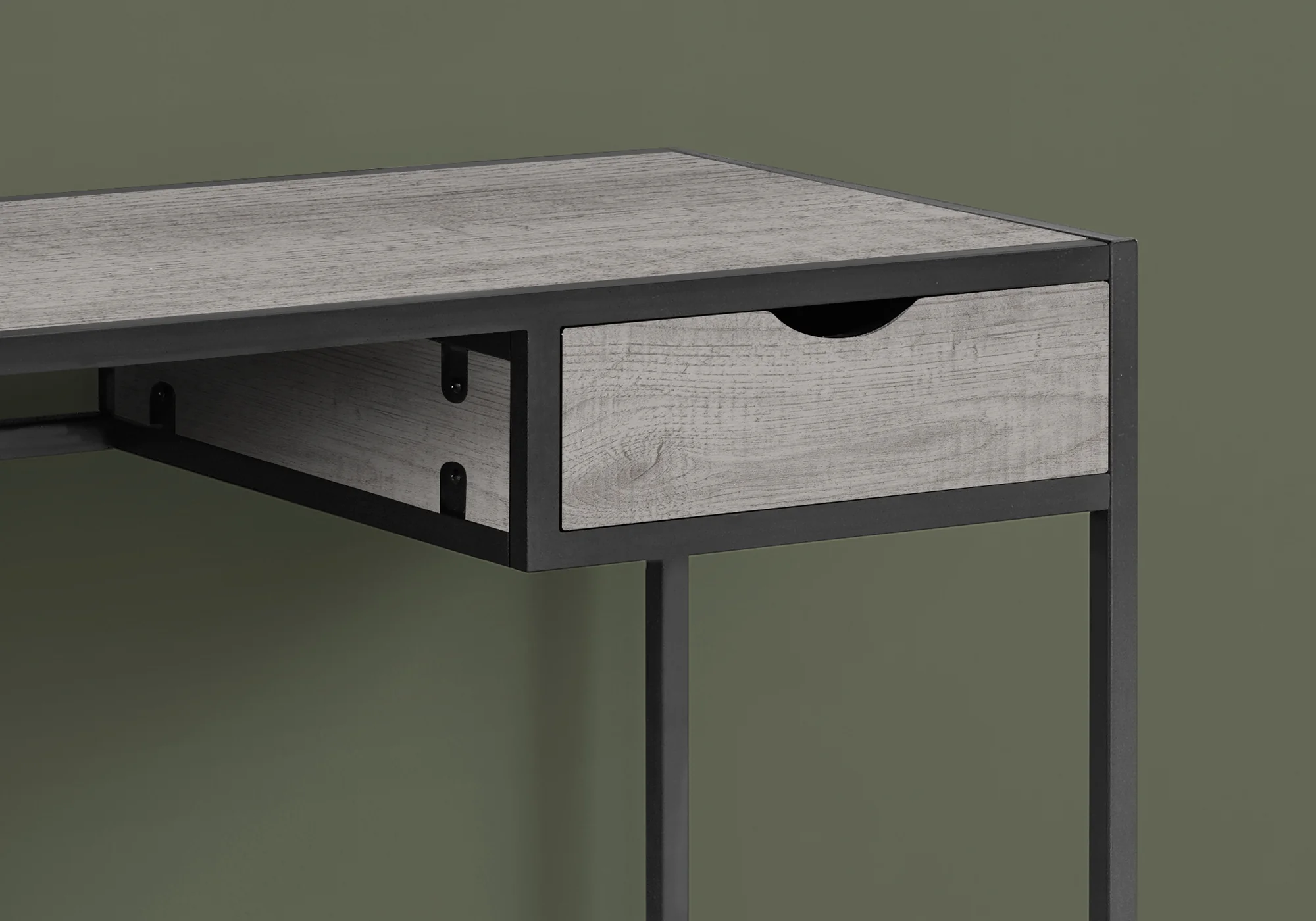 42" Grey and Dark Grey Metal Computer Desk By Homeroots - Image 3