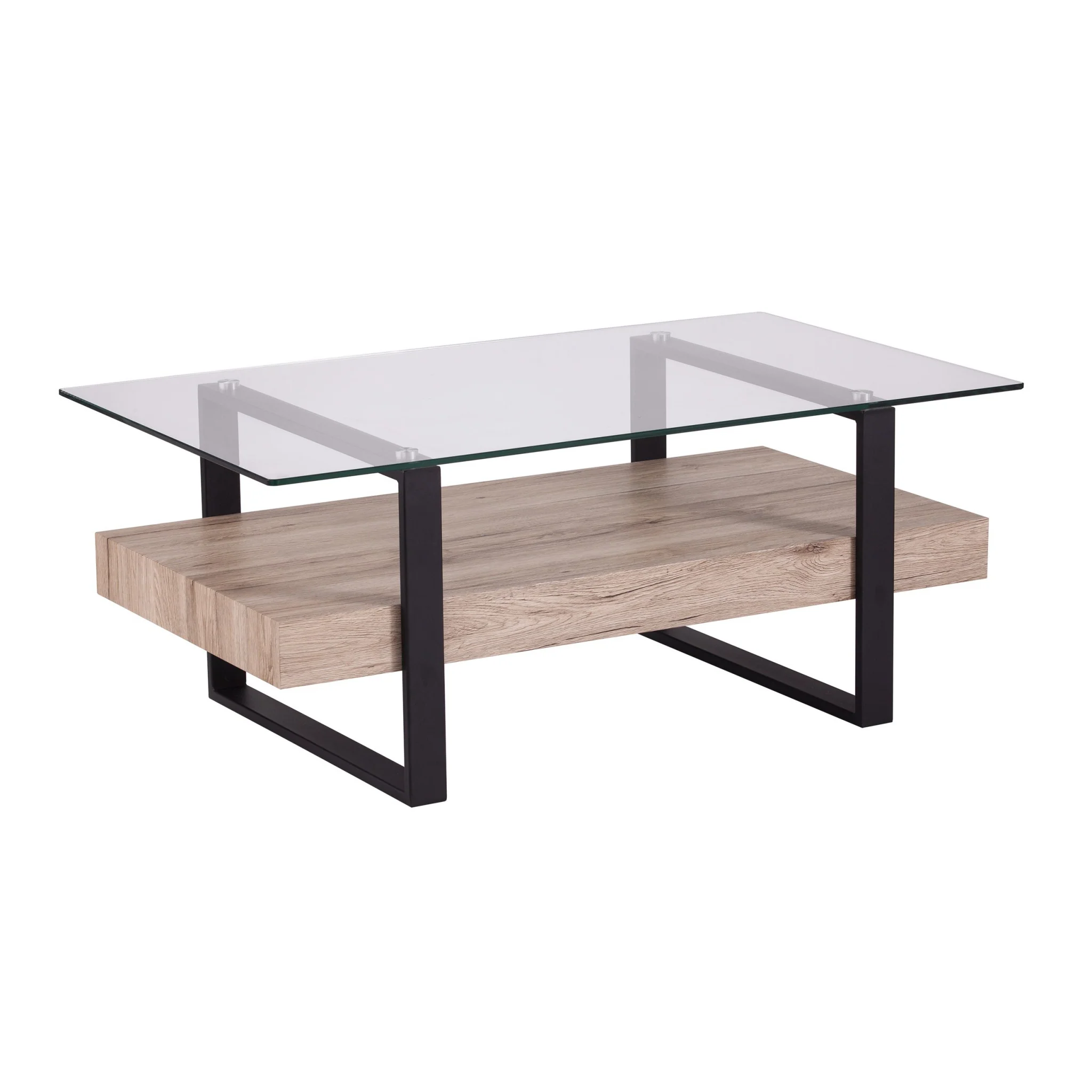 42" Natural And Natural Brown Glass And Metal Rectangular Coffee Table By Homeroots - Image 3