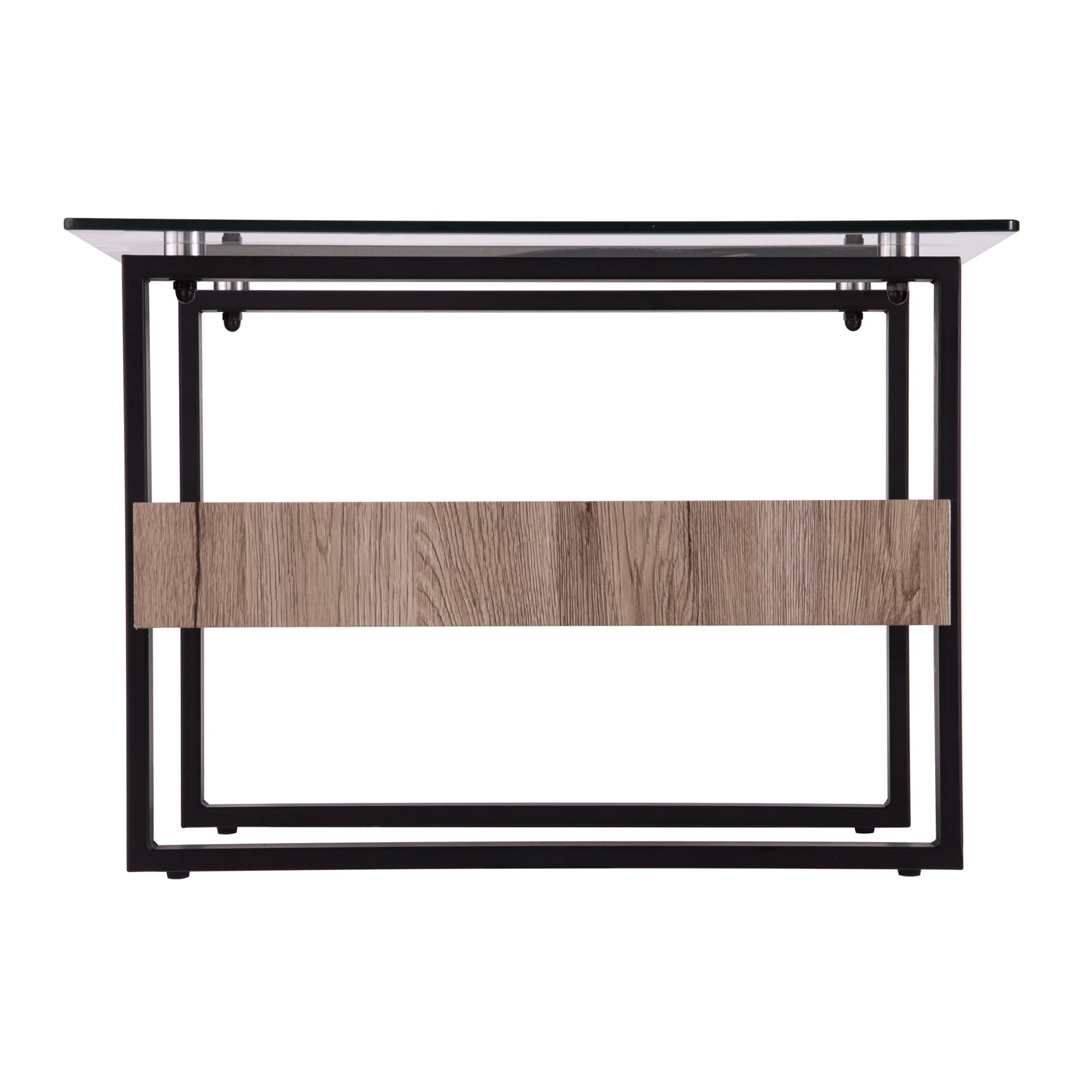 42" Natural And Natural Brown Glass And Metal Rectangular Coffee Table By Homeroots - Image 4
