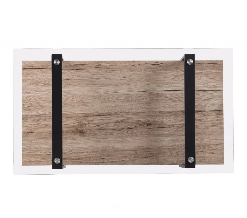 42" Natural And Natural Brown Glass And Metal Rectangular Coffee Table By Homeroots - Image 5