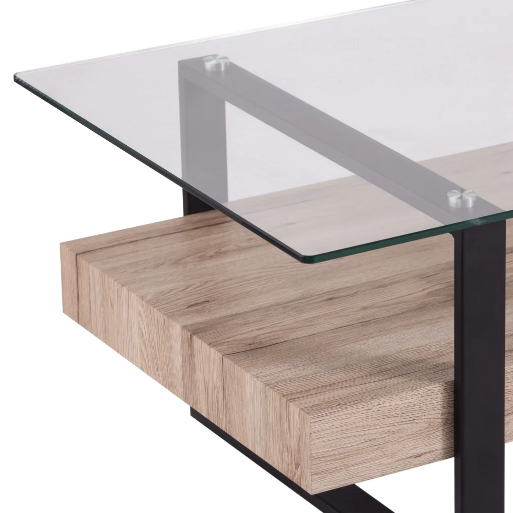 42" Natural And Natural Brown Glass And Metal Rectangular Coffee Table By Homeroots - Image 6
