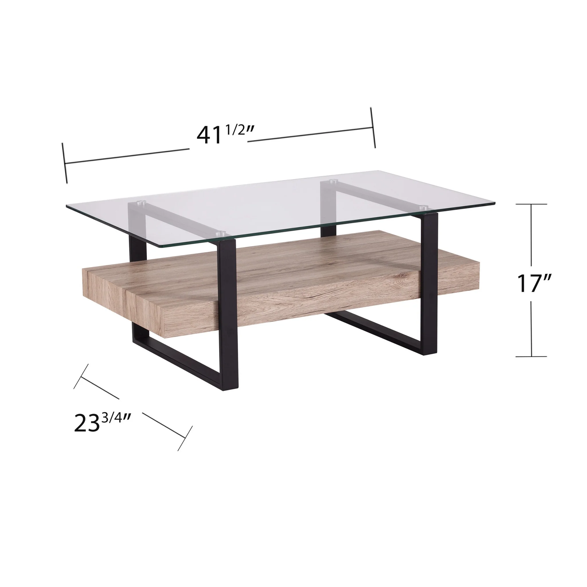 42" Natural And Natural Brown Glass And Metal Rectangular Coffee Table By Homeroots - Image 7