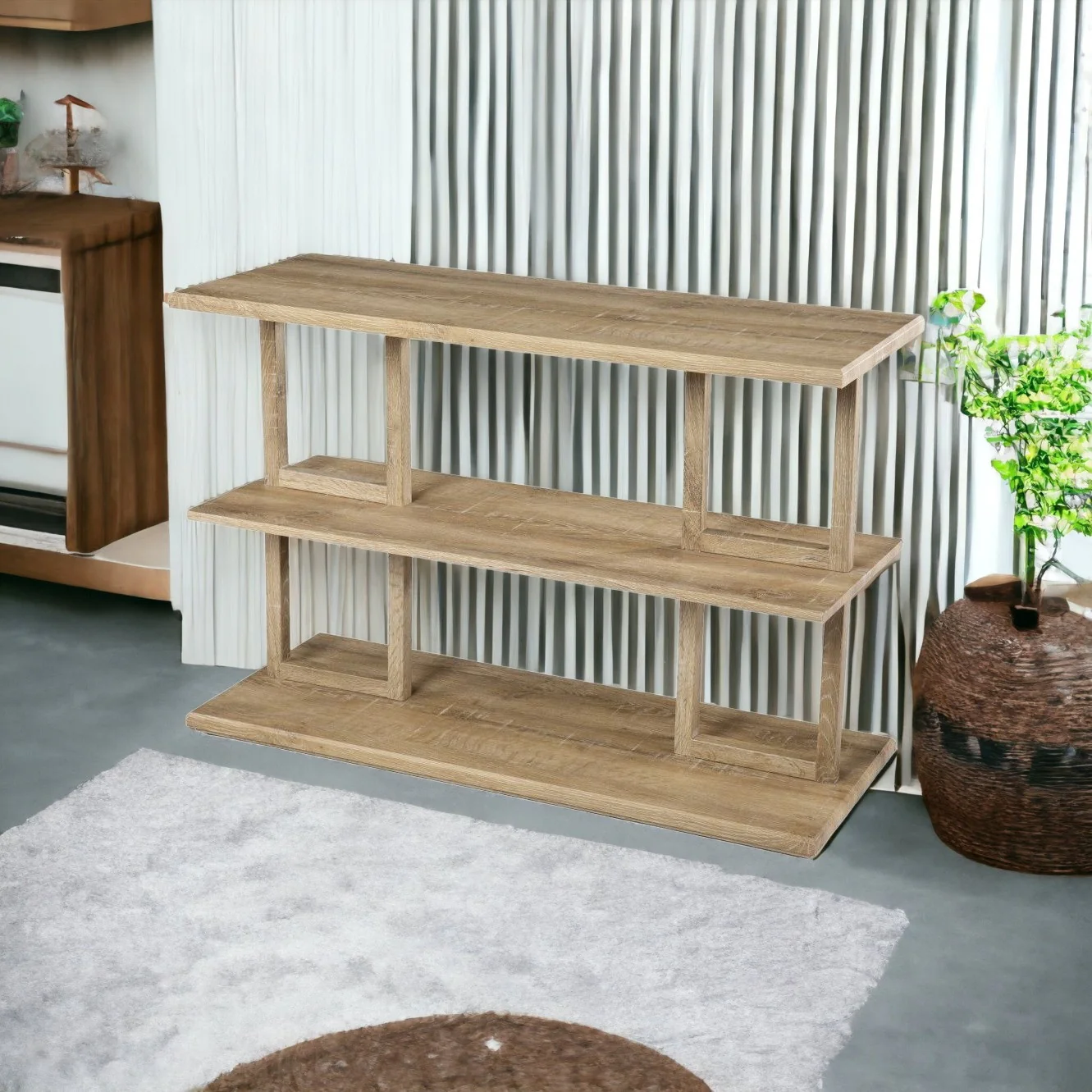 42" Natural Floor Shelf Console Table With Storage By Homeroots - Image 4
