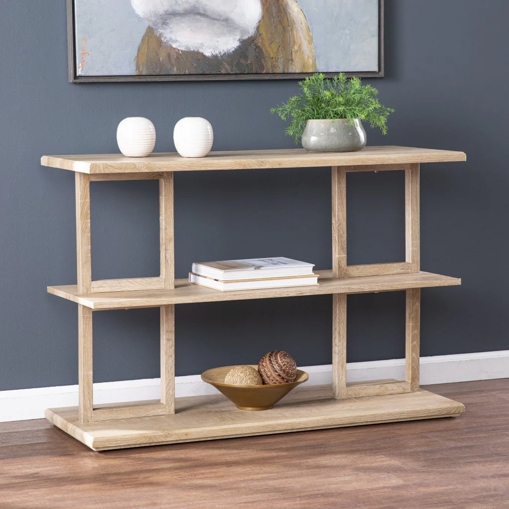 42" Natural Floor Shelf Console Table With Storage By Homeroots - Image 5