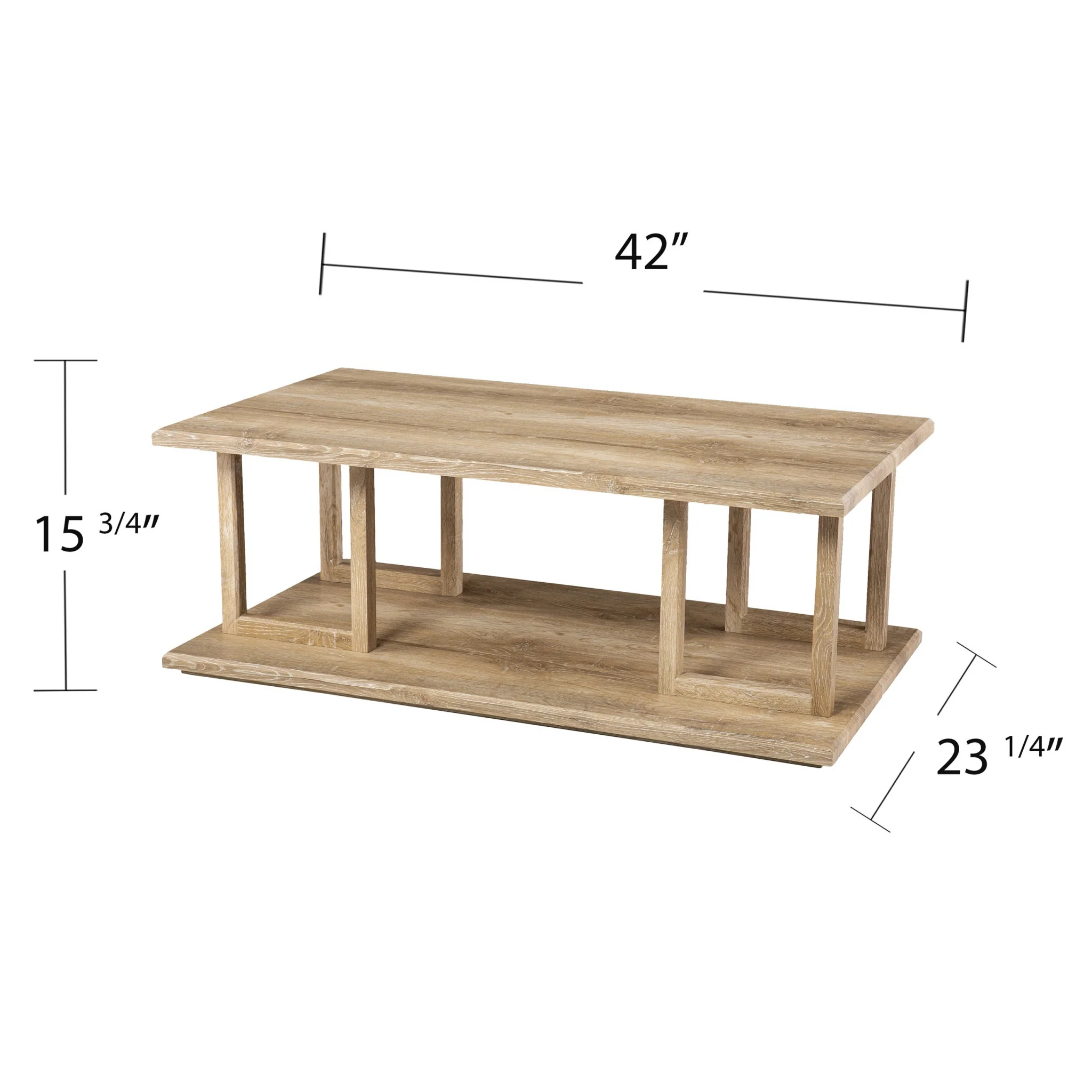 42" Natural Light Brown Wood Two Tier Rectangular Coffee Table By Homeroots - Image 6