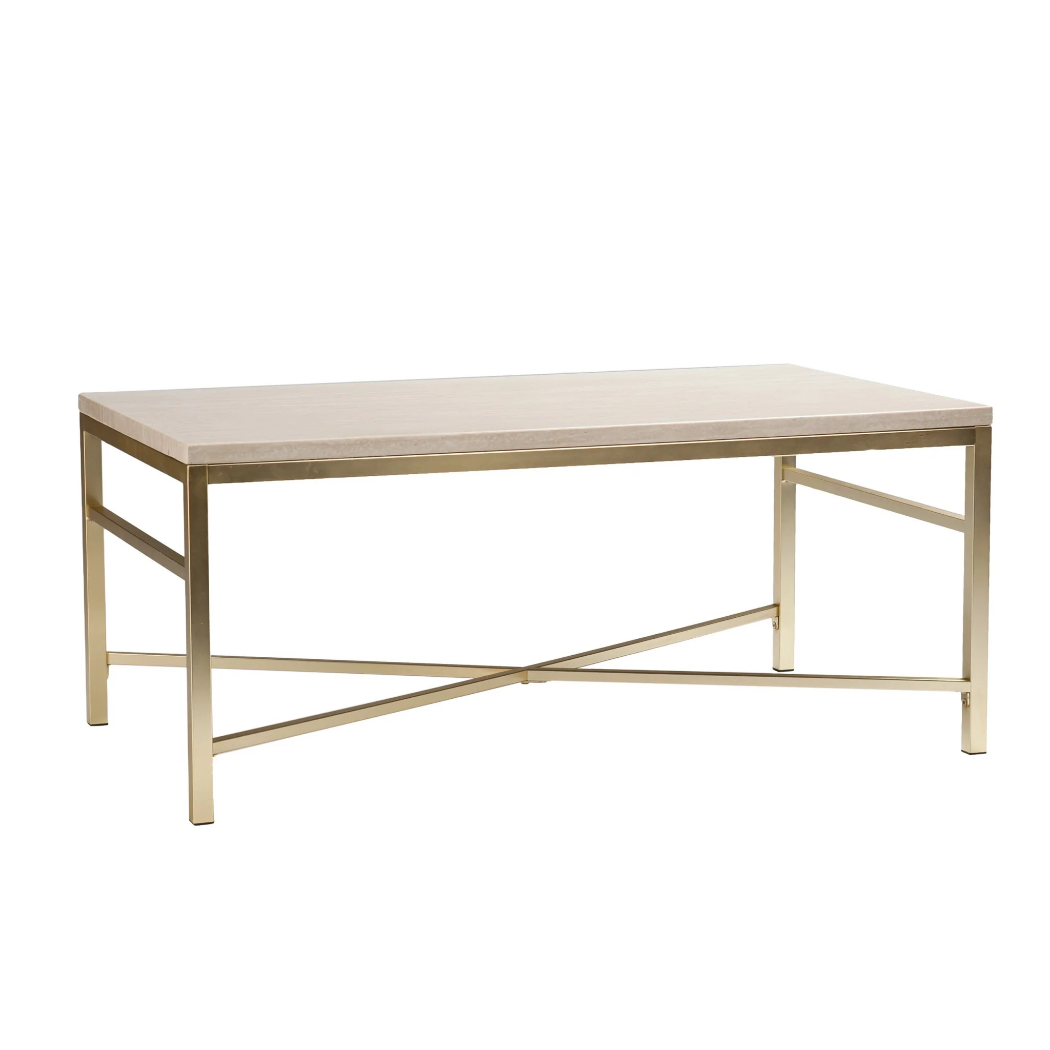 42" Off White Manufactured Wood And Metal Rectangular Coffee Table By Homeroots - Image 2