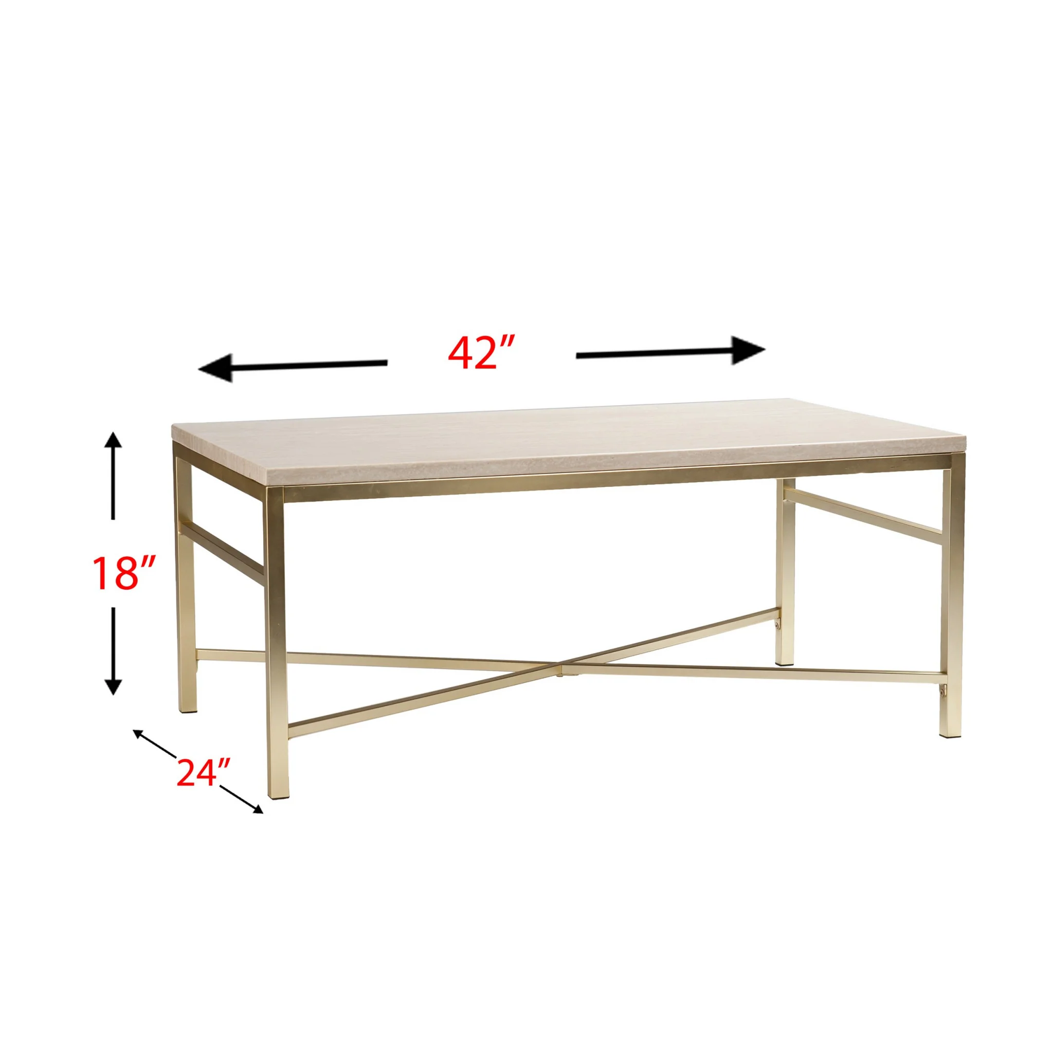 42" Off White Manufactured Wood And Metal Rectangular Coffee Table By Homeroots - Image 3