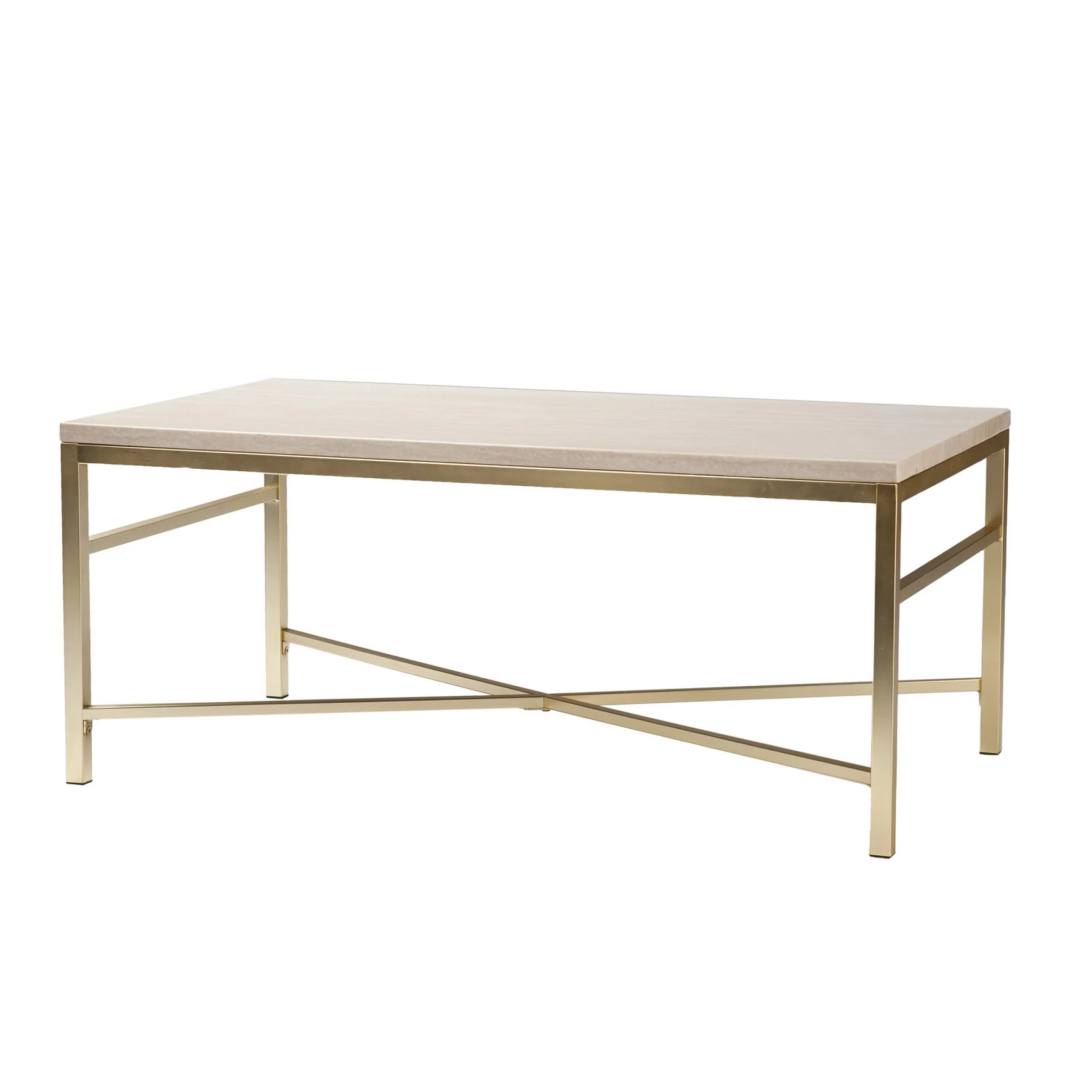42" Off White Manufactured Wood And Metal Rectangular Coffee Table By Homeroots - Image 4