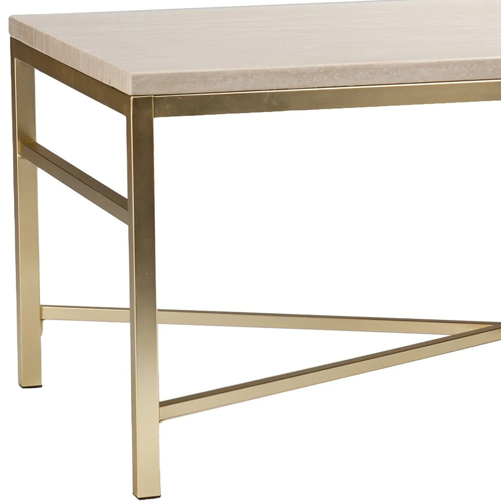 42" Off White Manufactured Wood And Metal Rectangular Coffee Table By Homeroots - Image 5