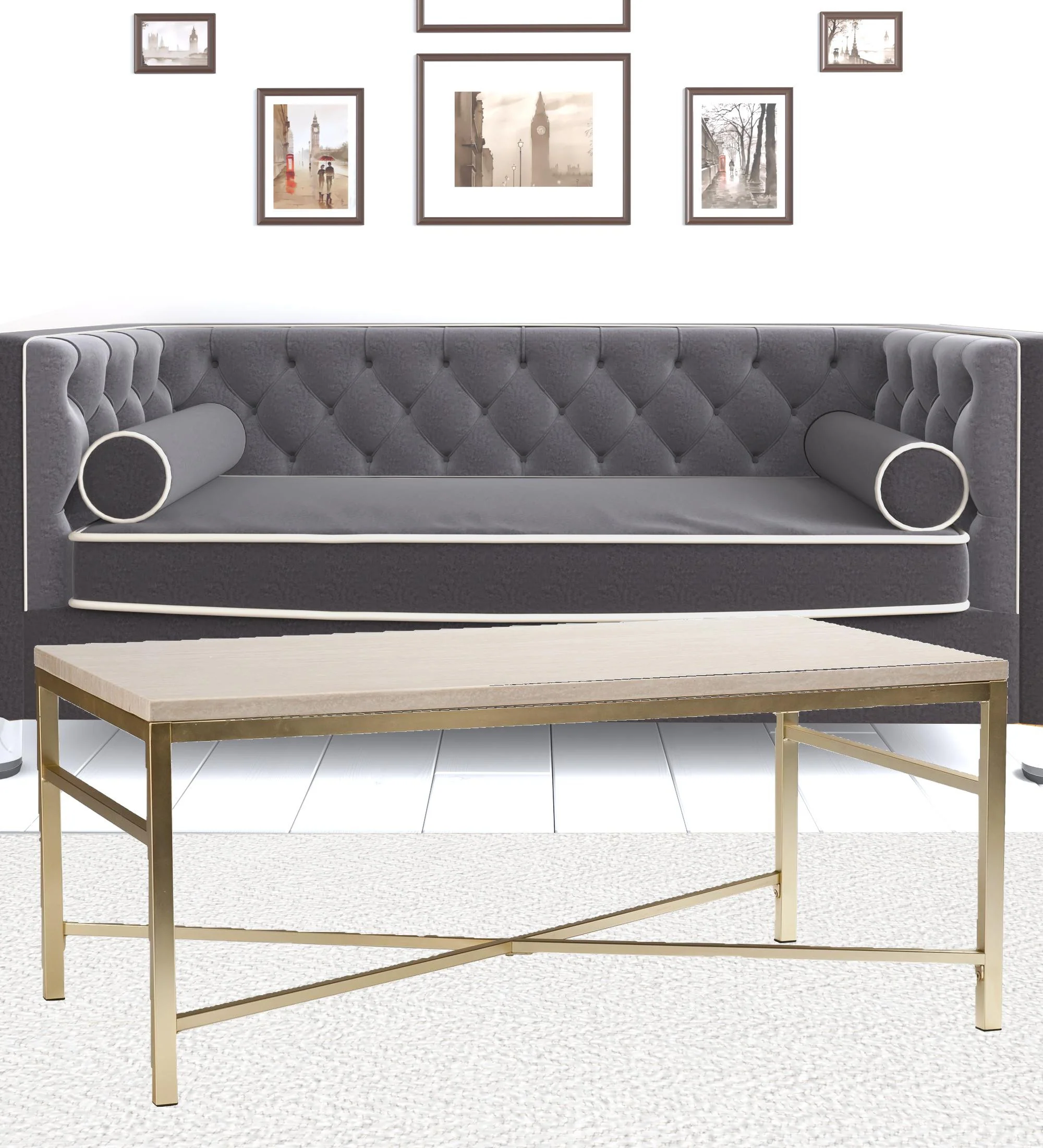 42" Off White Manufactured Wood And Metal Rectangular Coffee Table By Homeroots - Image 7