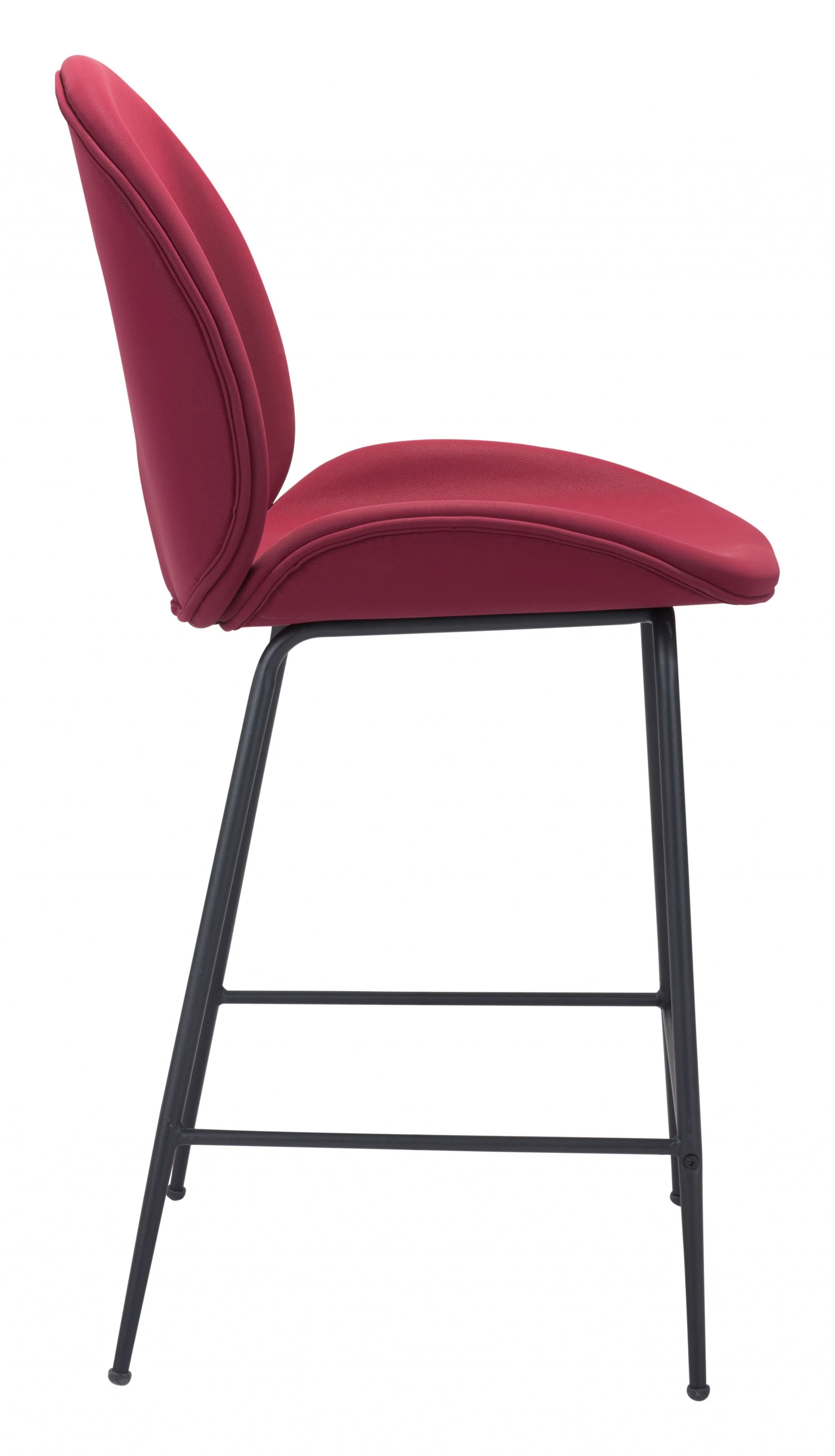 42" Red And Black Steel Low Back Counter Height Bar Chair With Footrest By Homeroots - Image 2