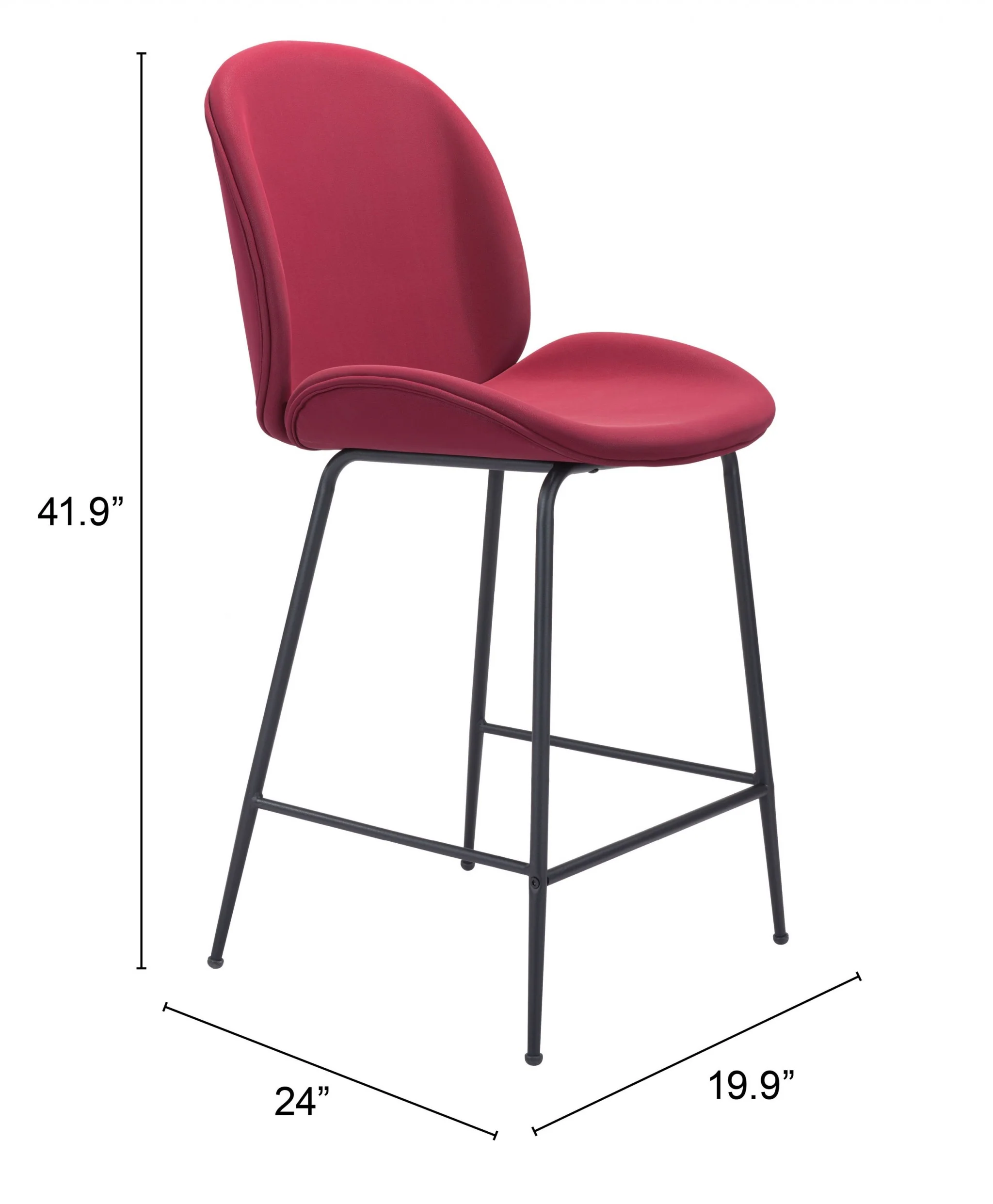 42" Red And Black Steel Low Back Counter Height Bar Chair With Footrest By Homeroots - Image 7