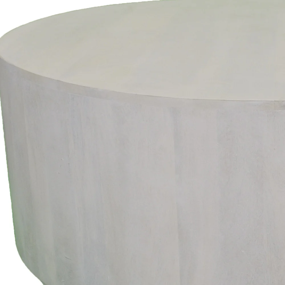 42" Rustic White Solid Wood Round Distressed Coffee Table By Homeroots - Image 3