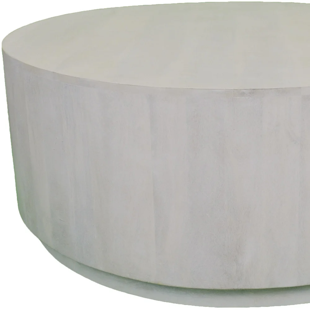 42" Rustic White Solid Wood Round Distressed Coffee Table By Homeroots - Image 4