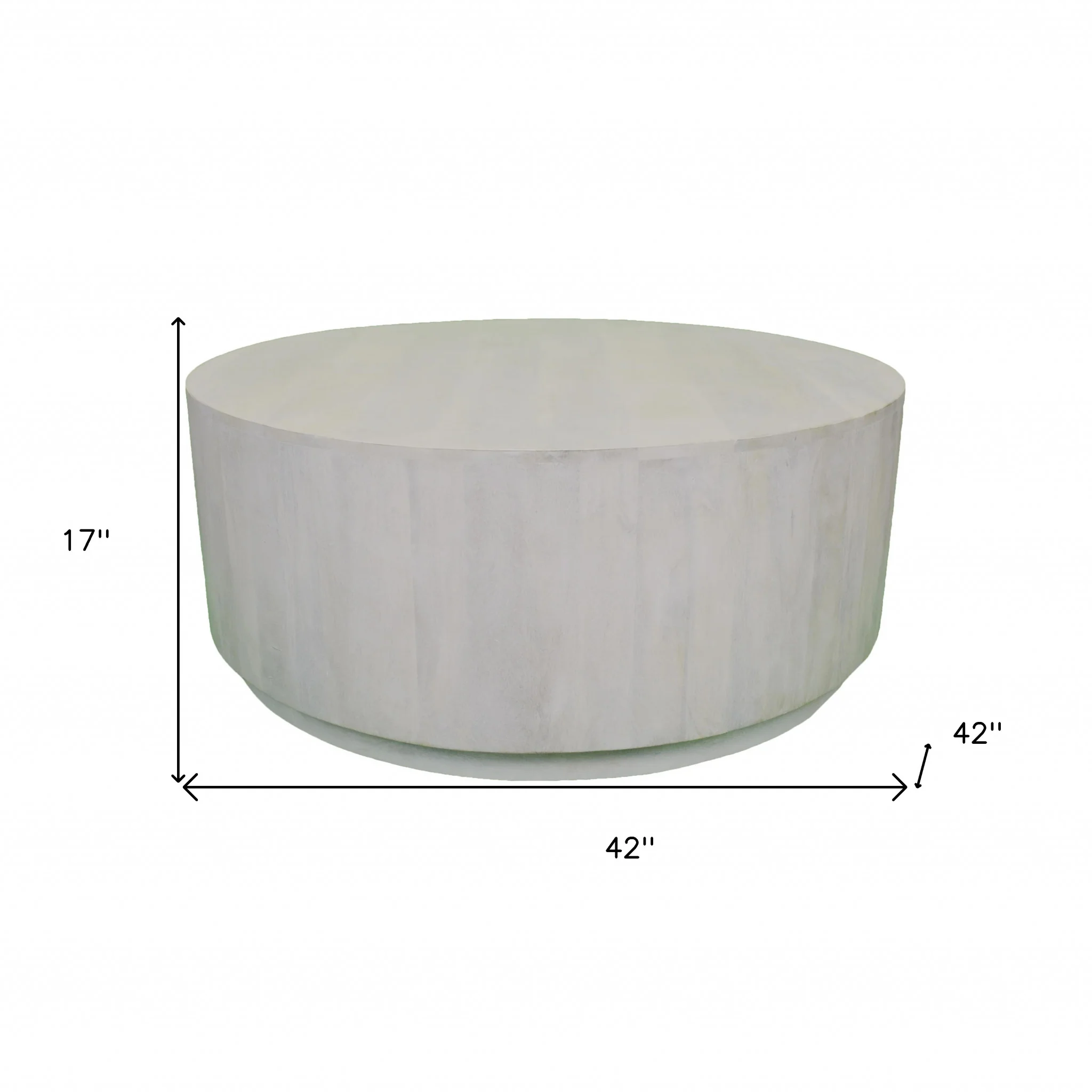42" Rustic White Solid Wood Round Distressed Coffee Table By Homeroots - Image 5