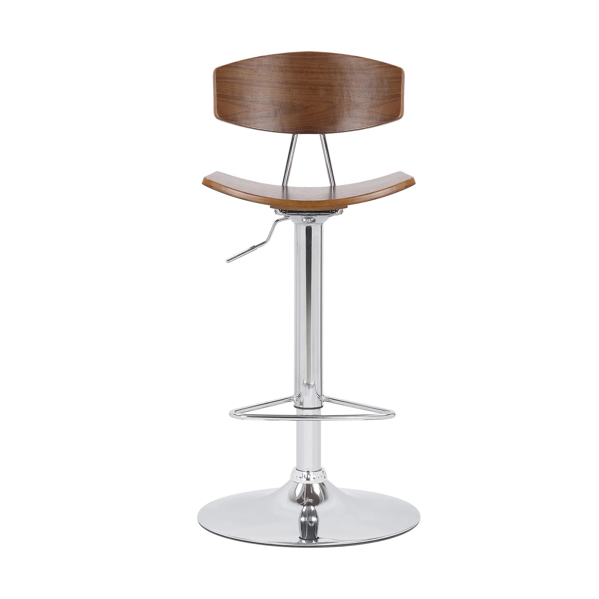 42" Silver and Walnut Adjustable Height Bar Chair By Homeroots - Image 2