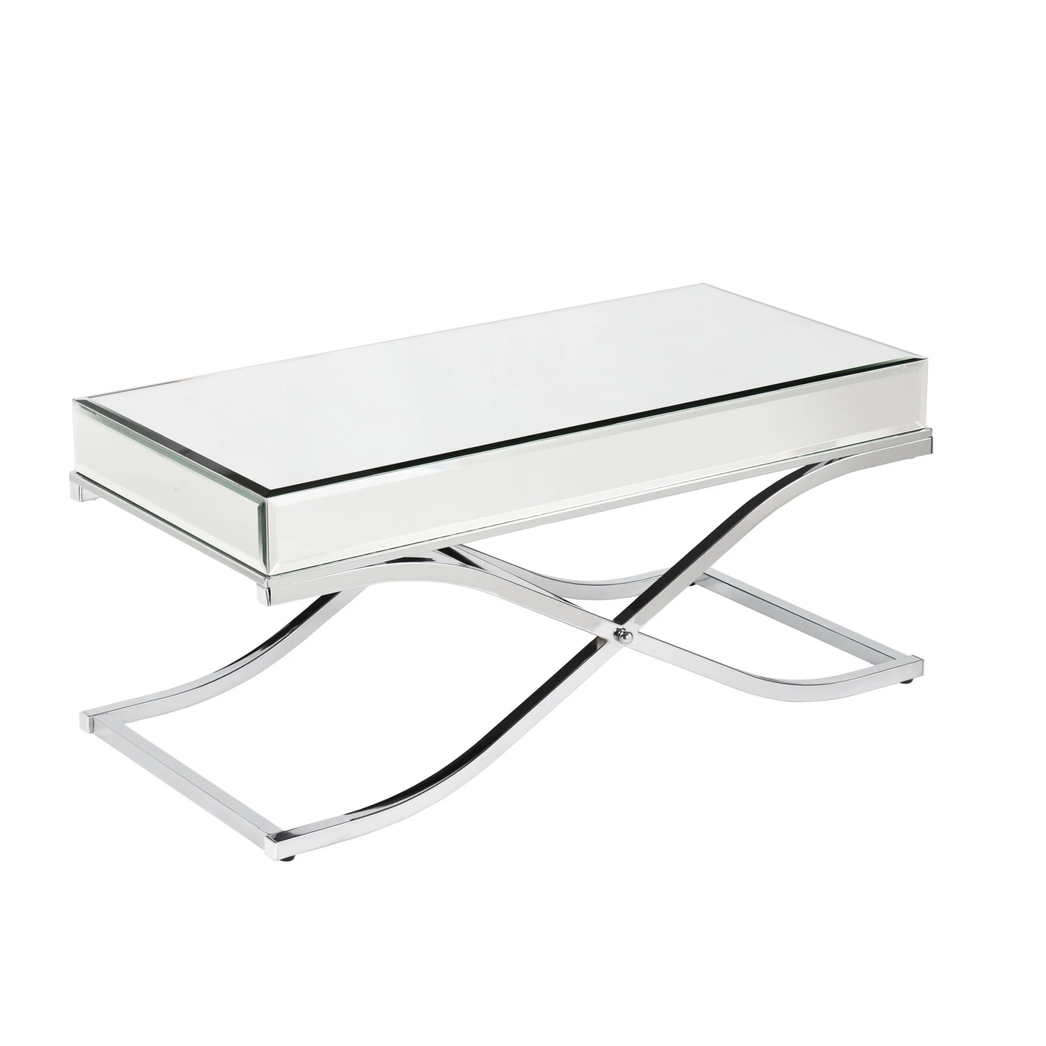 42" Silver Mirrored And Metal Rectangular Mirrored Coffee Table By Homeroots - 402104 - Image 2