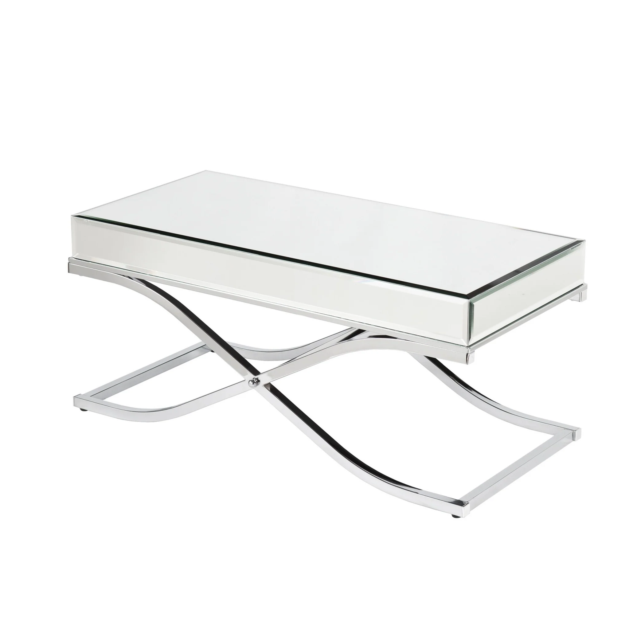 42" Silver Mirrored And Metal Rectangular Mirrored Coffee Table By Homeroots - 402104 - Image 3