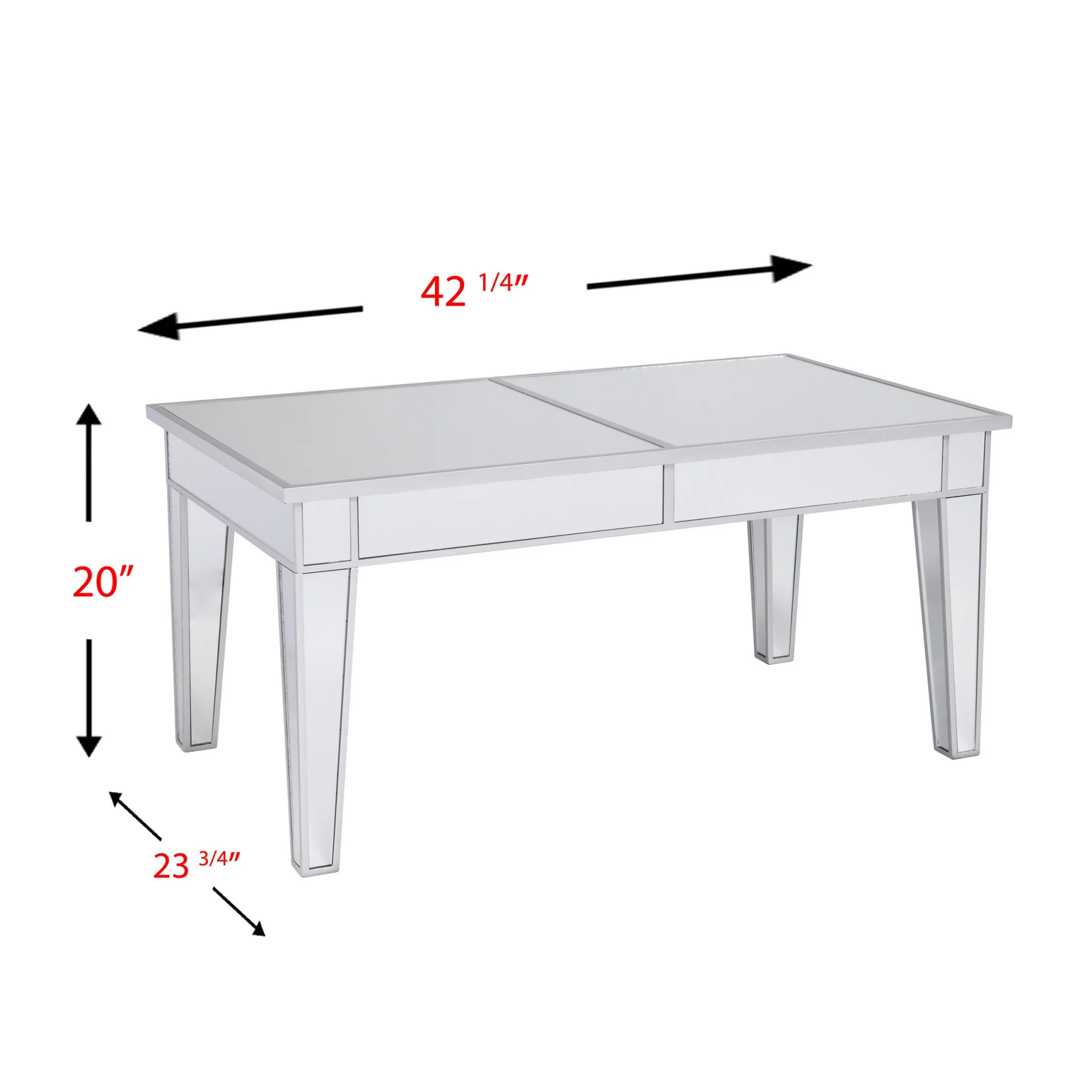 42" Silver Mirrored And Metal Rectangular Mirrored Coffee Table By Homeroots - 402167 - Image 4