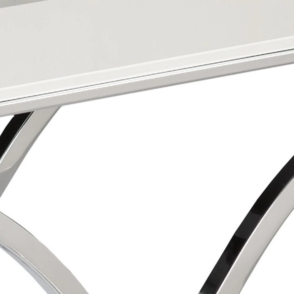 42" Silver Mirrored Glass Cross Leg Console Table By Homeroots - Image 3