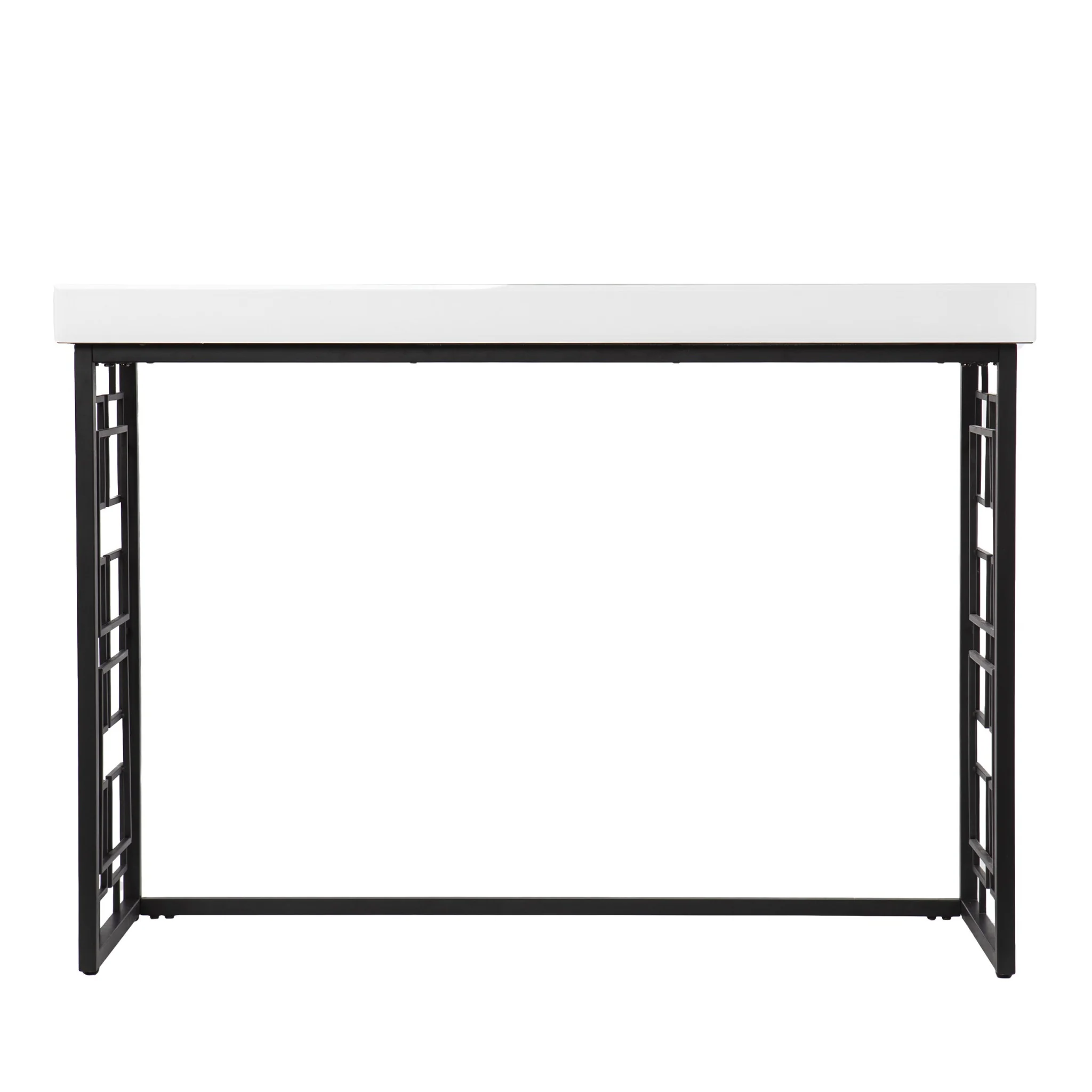 42" White and Black Glass Sled Console Table By Homeroots - Image 2