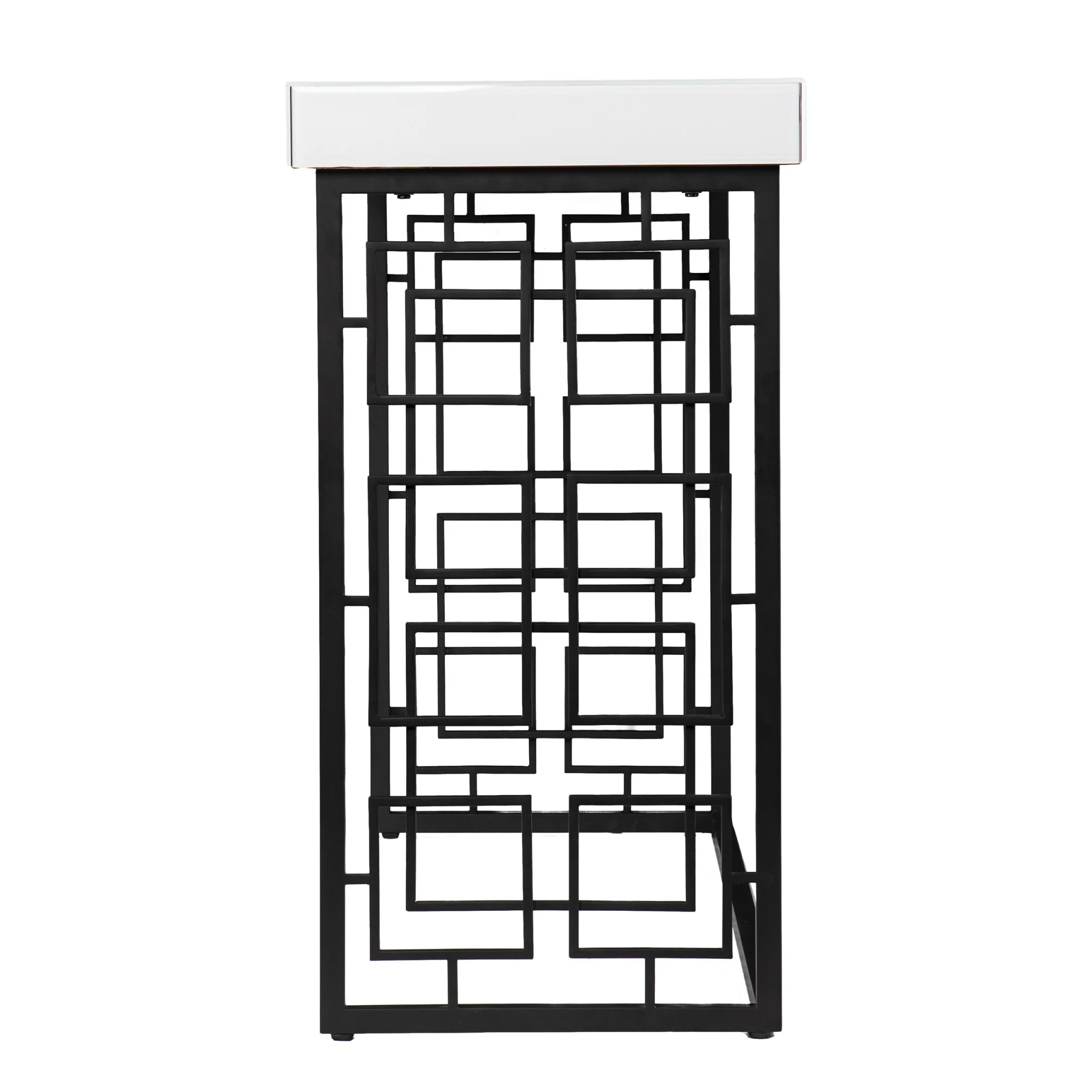 42" White and Black Glass Sled Console Table By Homeroots - Image 3
