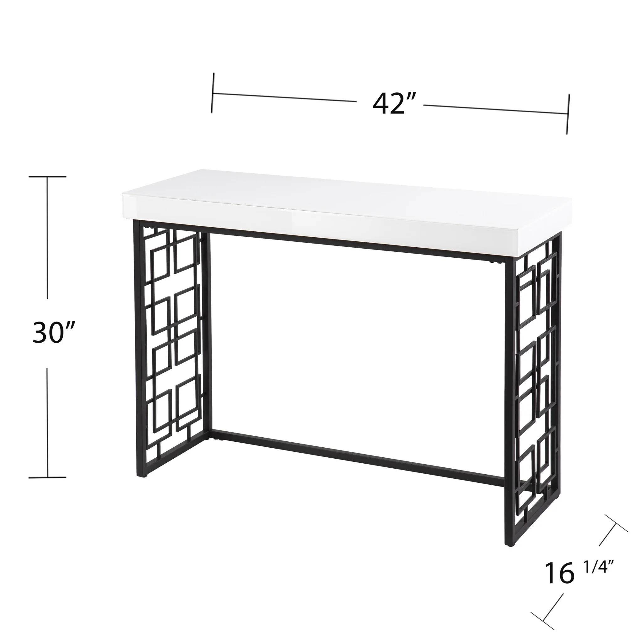 42" White and Black Glass Sled Console Table By Homeroots - Image 7