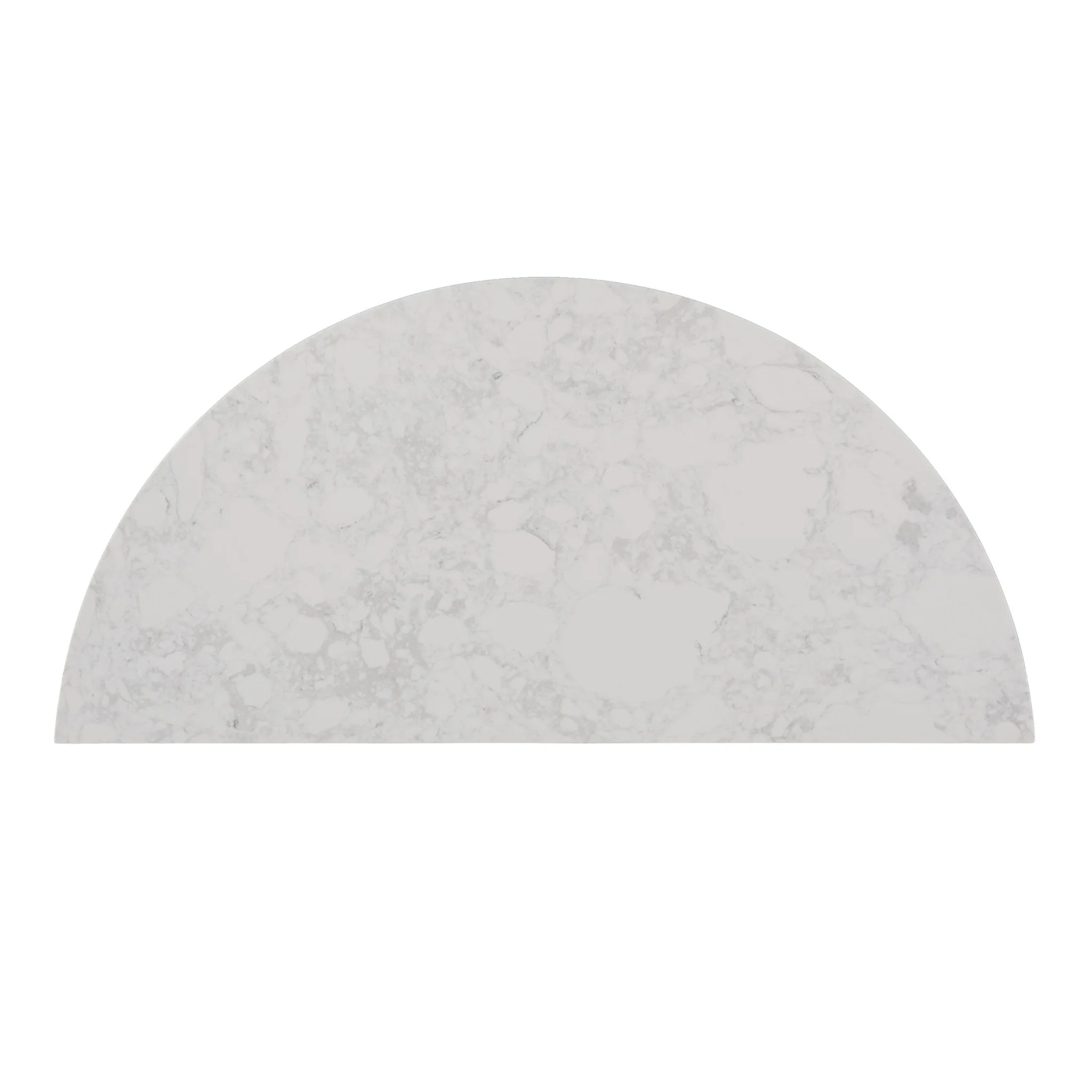 42" White and Natural Faux Marble Half Circle Three Leg Console Table With Storage By Homeroots - Image 5