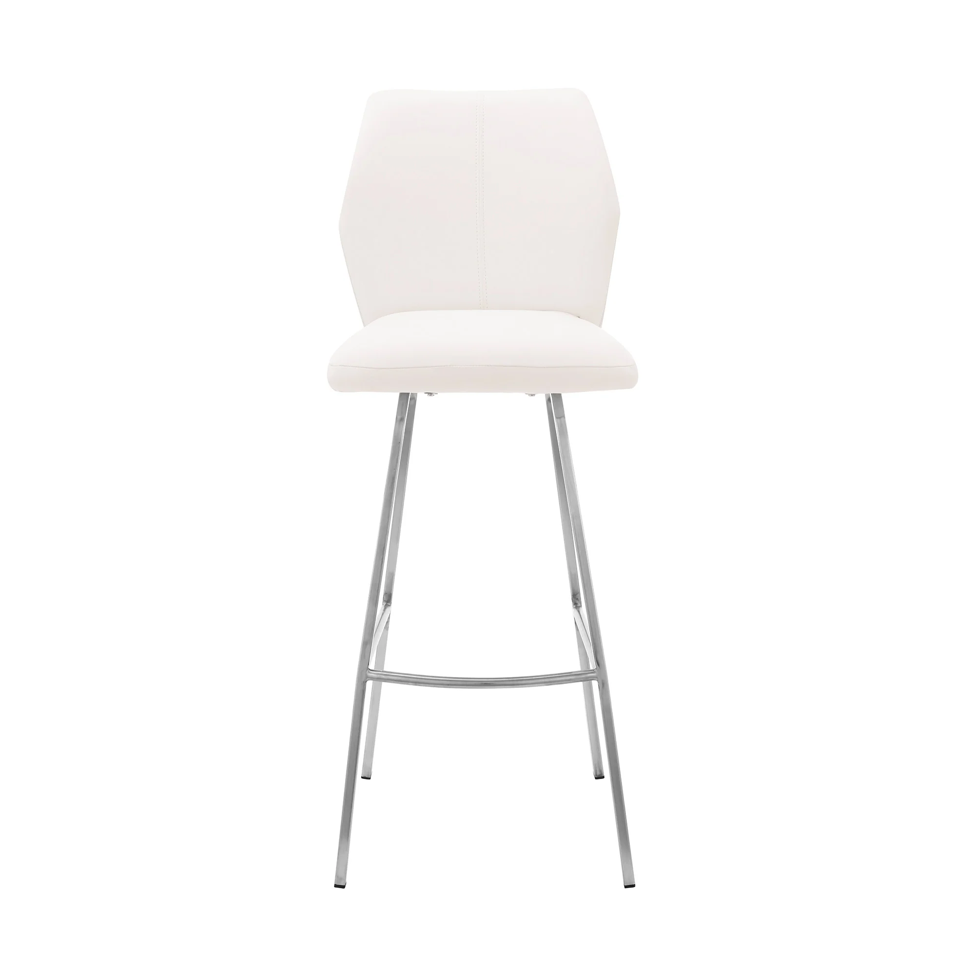 42" White Faux Leather And Iron Bar Height Chair By Homeroots - Image 2