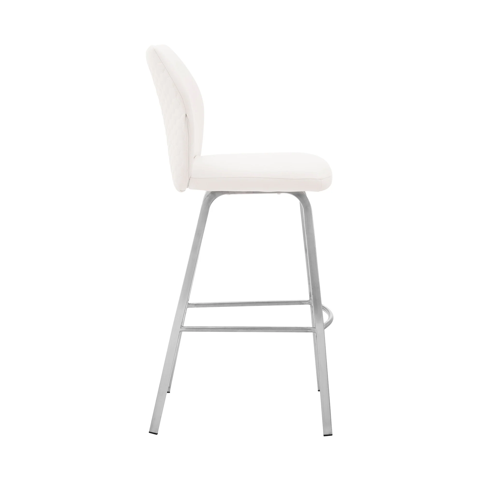 42" White Faux Leather And Iron Bar Height Chair By Homeroots - Image 3