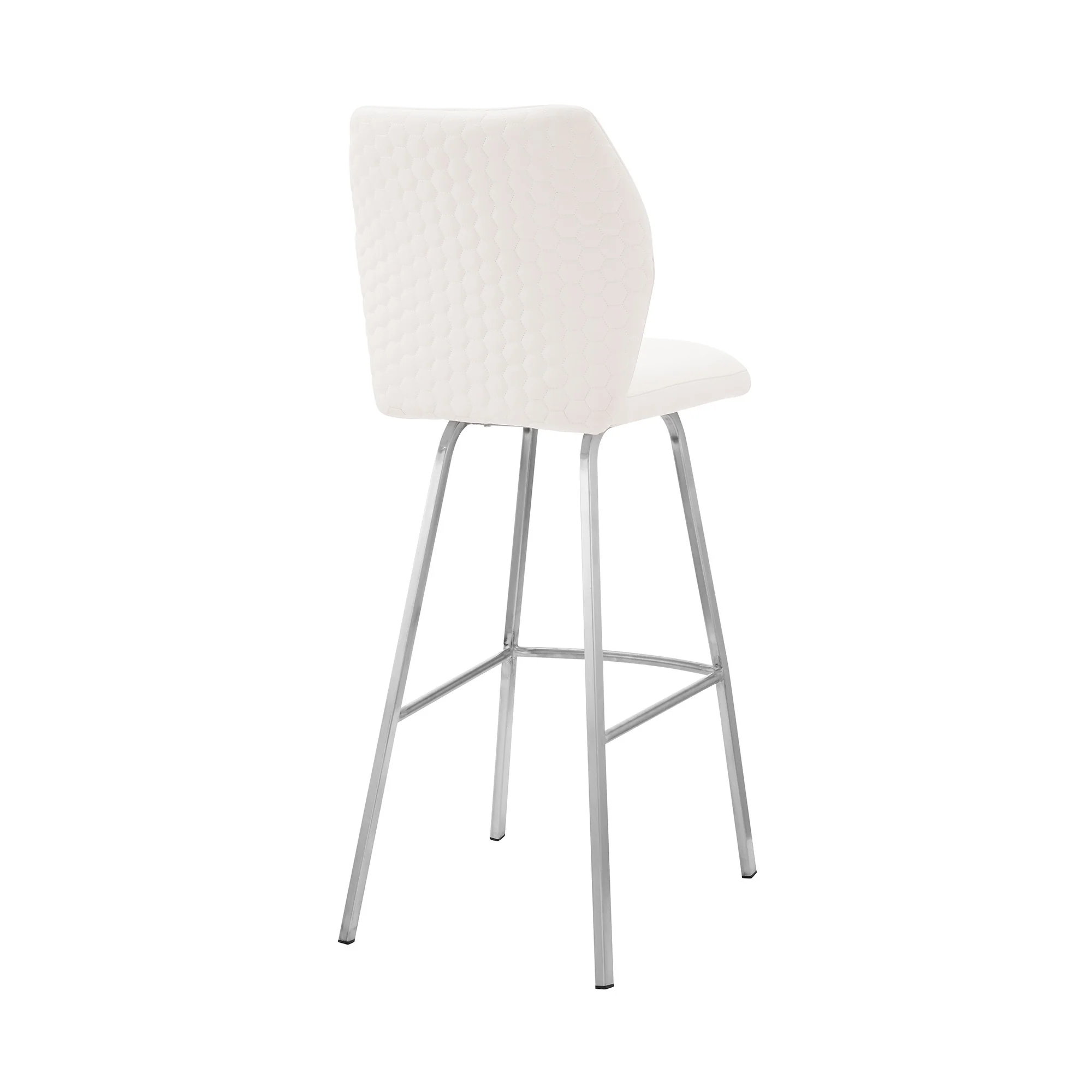 42" White Faux Leather And Iron Bar Height Chair By Homeroots - Image 4