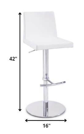 42' White Leatherette And Steel Bar Stool By Homeroots - Image 2