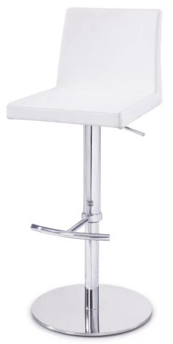42' White Leatherette And Steel Bar Stool By Homeroots - Image 3