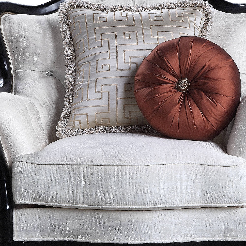43" Beige Fabric And Black Tufted Arm Chair By Homeroots - Image 5