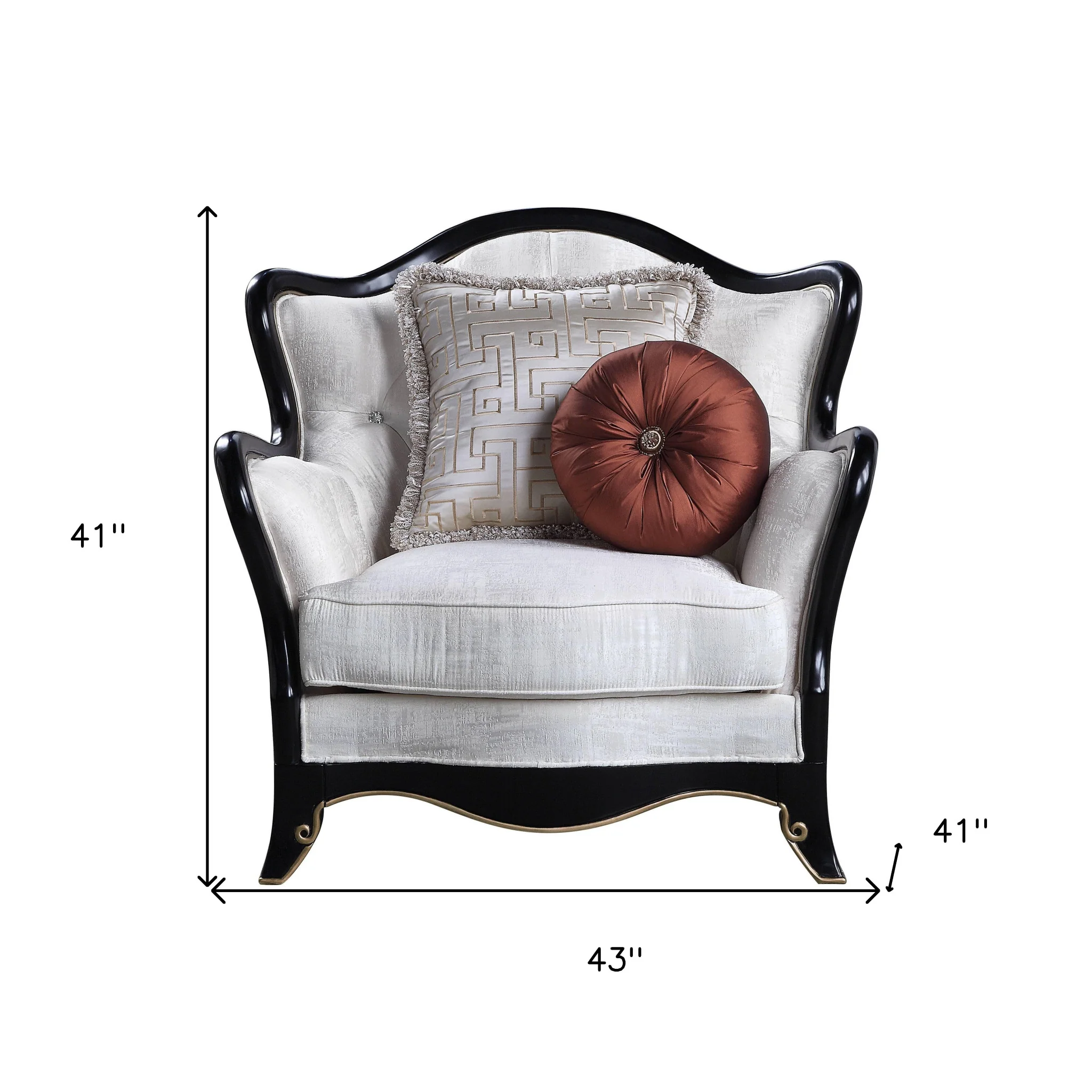 43" Beige Fabric And Black Tufted Arm Chair By Homeroots - Image 6