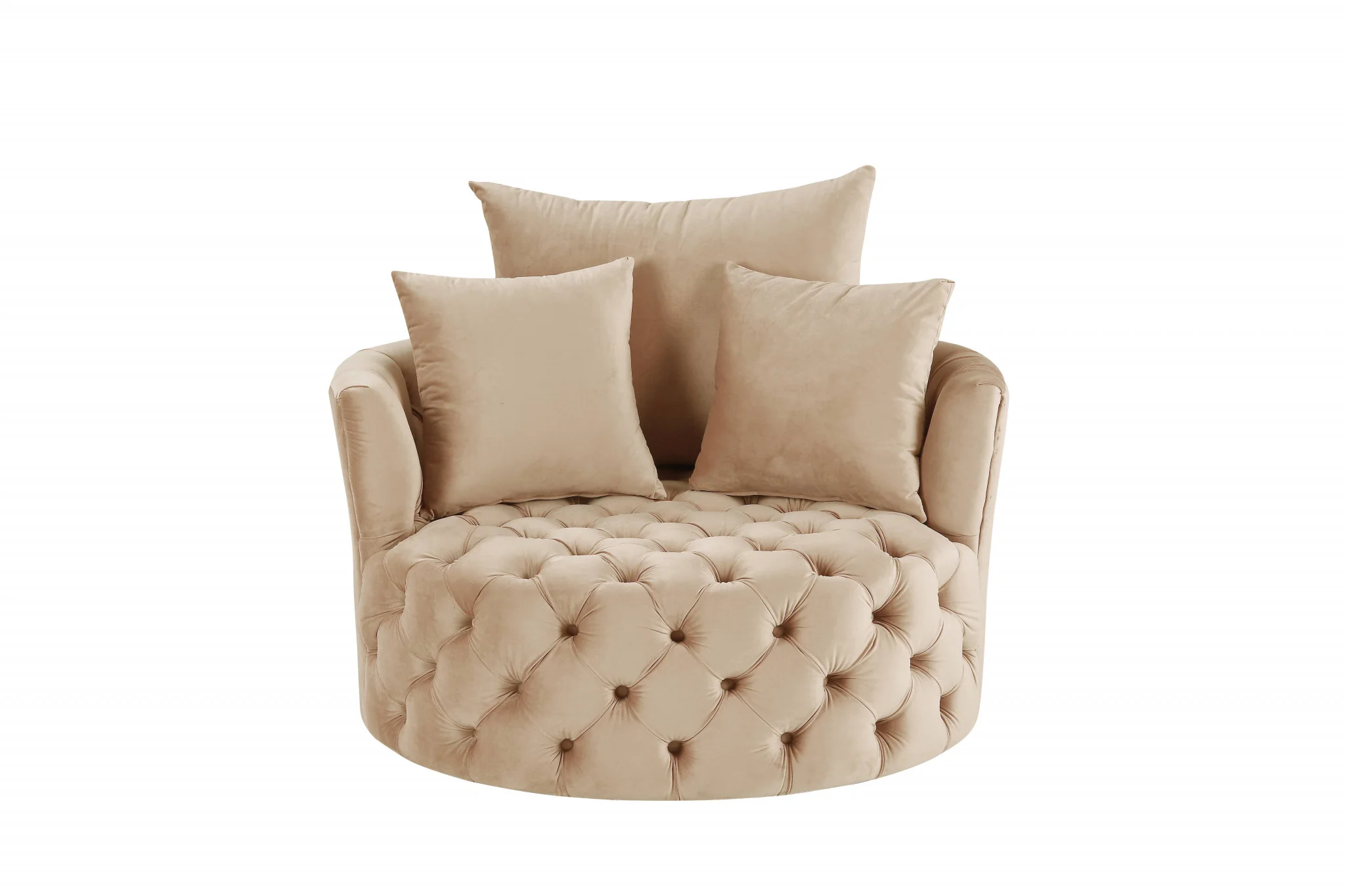 43" Beige Velvet Solid Color Swivelbarrel Chair By Homeroots - Image 2