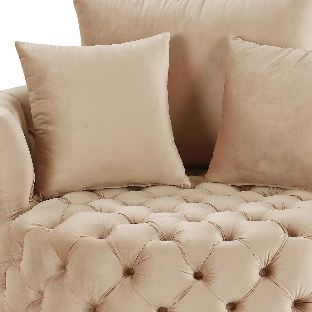 43" Beige Velvet Solid Color Swivelbarrel Chair By Homeroots - Image 5