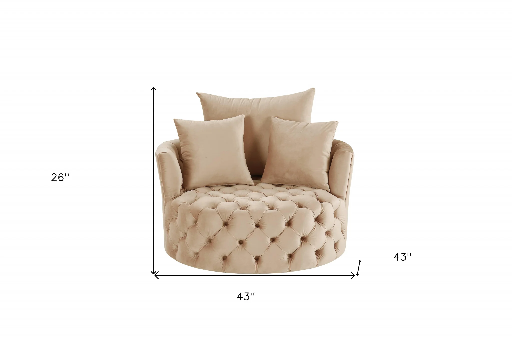 43" Beige Velvet Solid Color Swivelbarrel Chair By Homeroots - Image 6