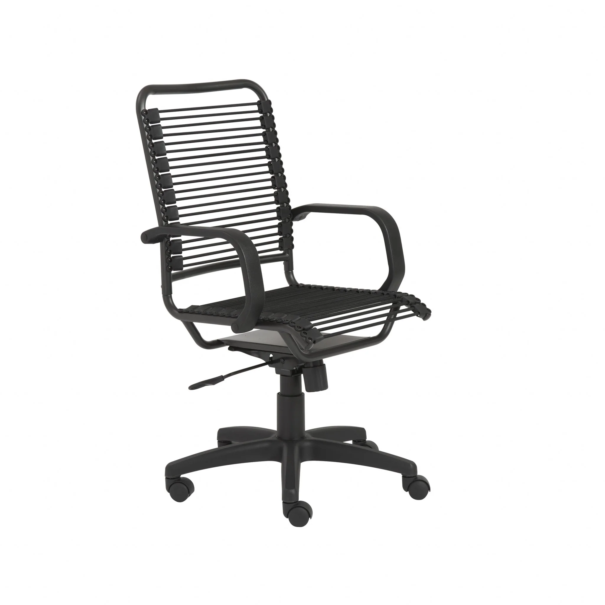 43" Black and Black Round Bungee Cord High Back Office Chair By Homeroots - Image 3