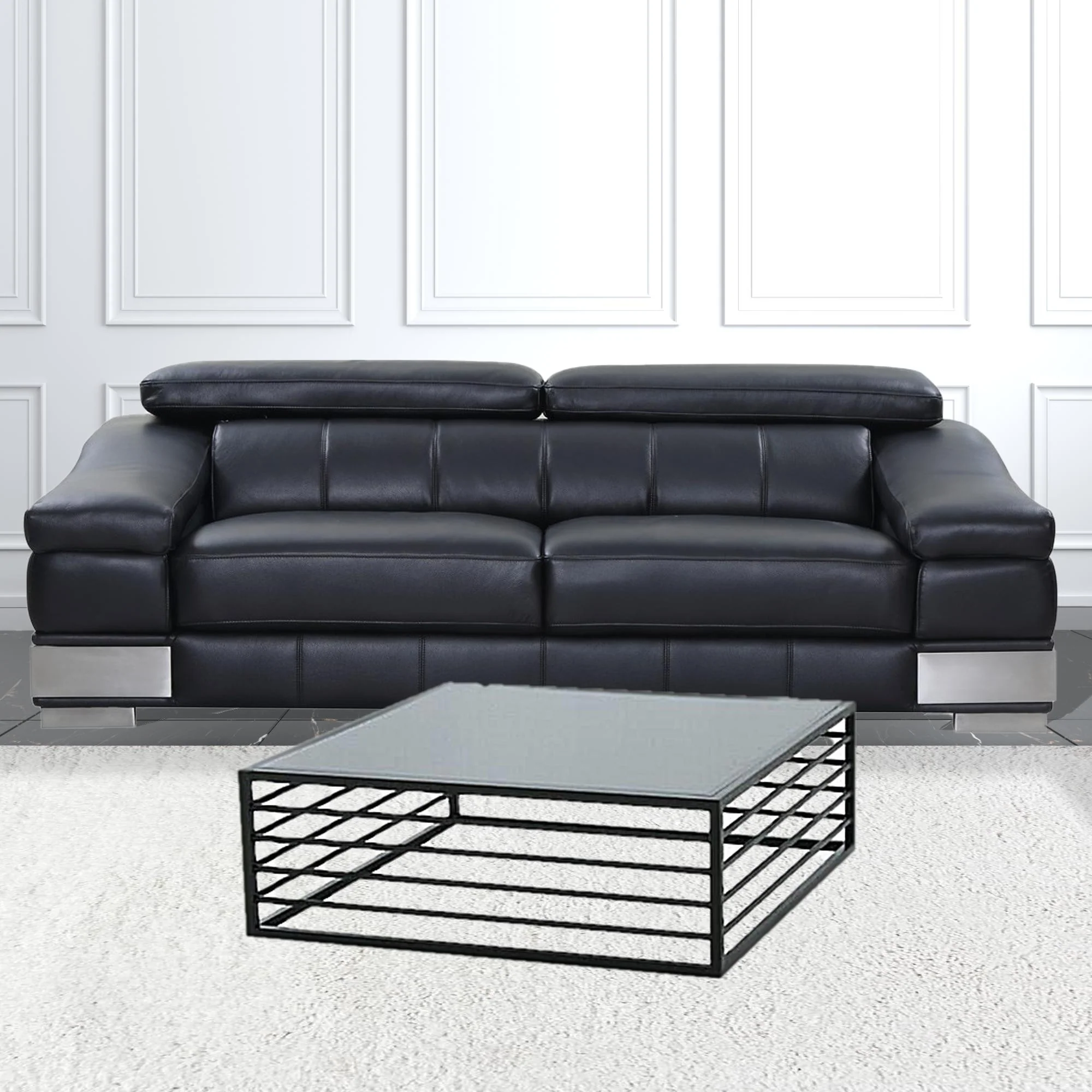 43" Black And Smoked Glass Square Coffee Table By Homeroots - Image 3