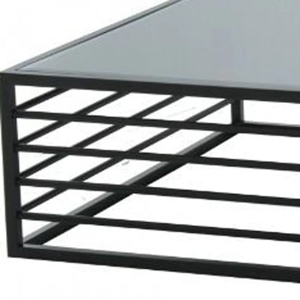 43" Black And Smoked Glass Square Coffee Table By Homeroots - Image 5