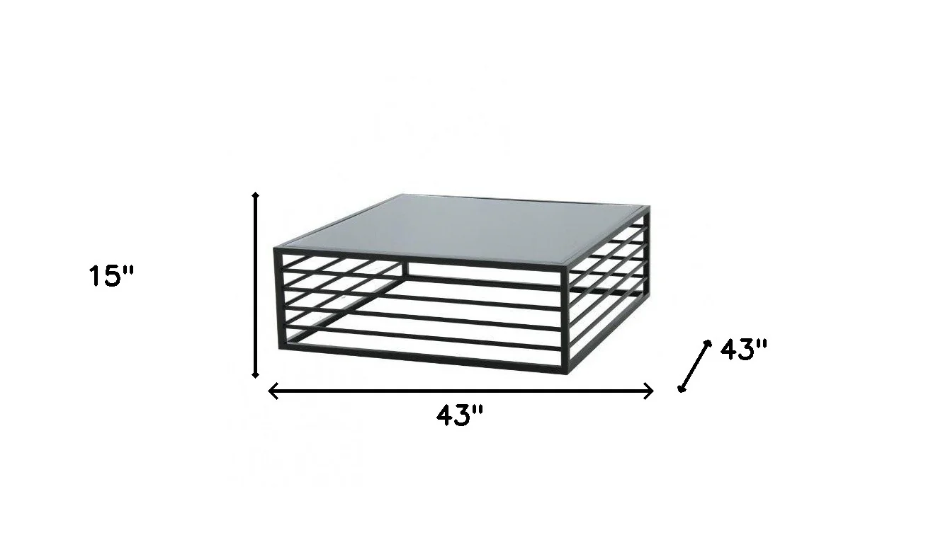 43" Black And Smoked Glass Square Coffee Table By Homeroots - Image 6