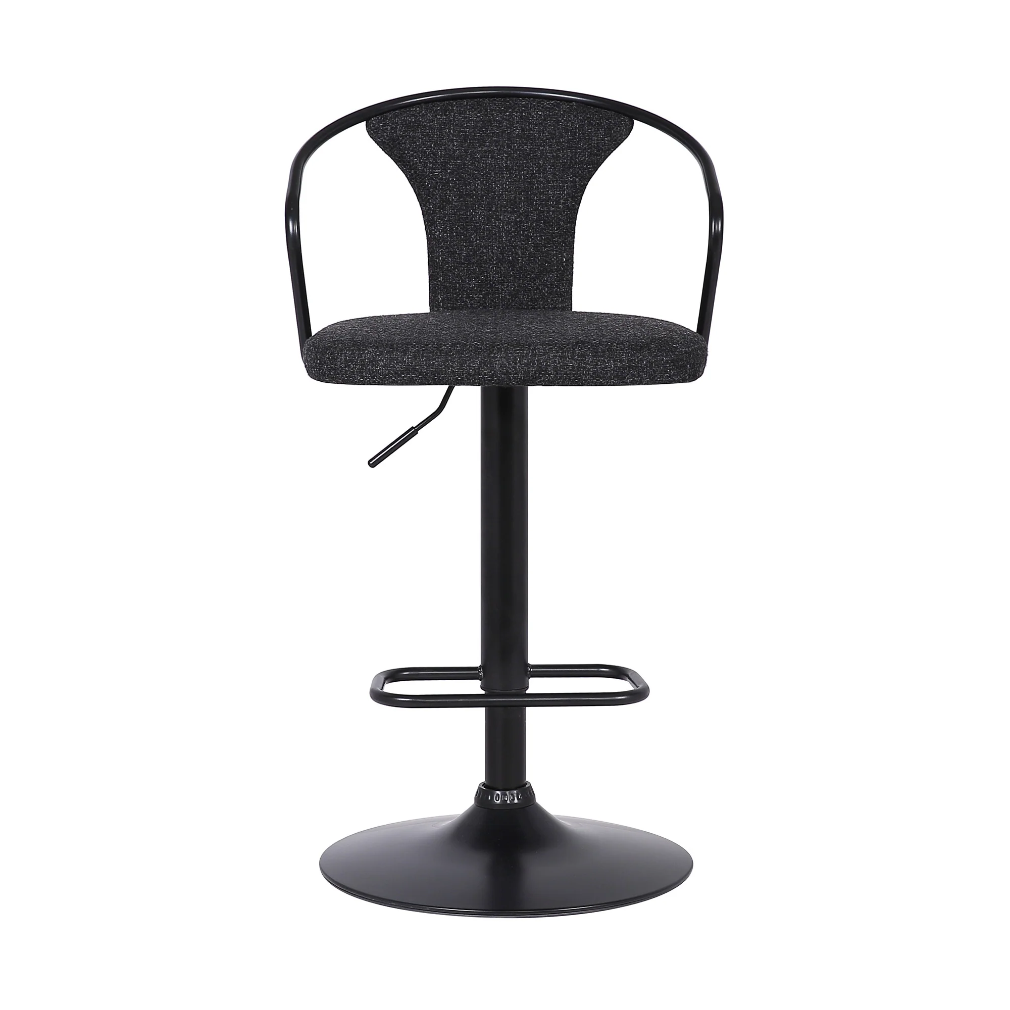 43" Black Faux Leather and Metal Adjustable Height Bar Chair By Homeroots - Image 2