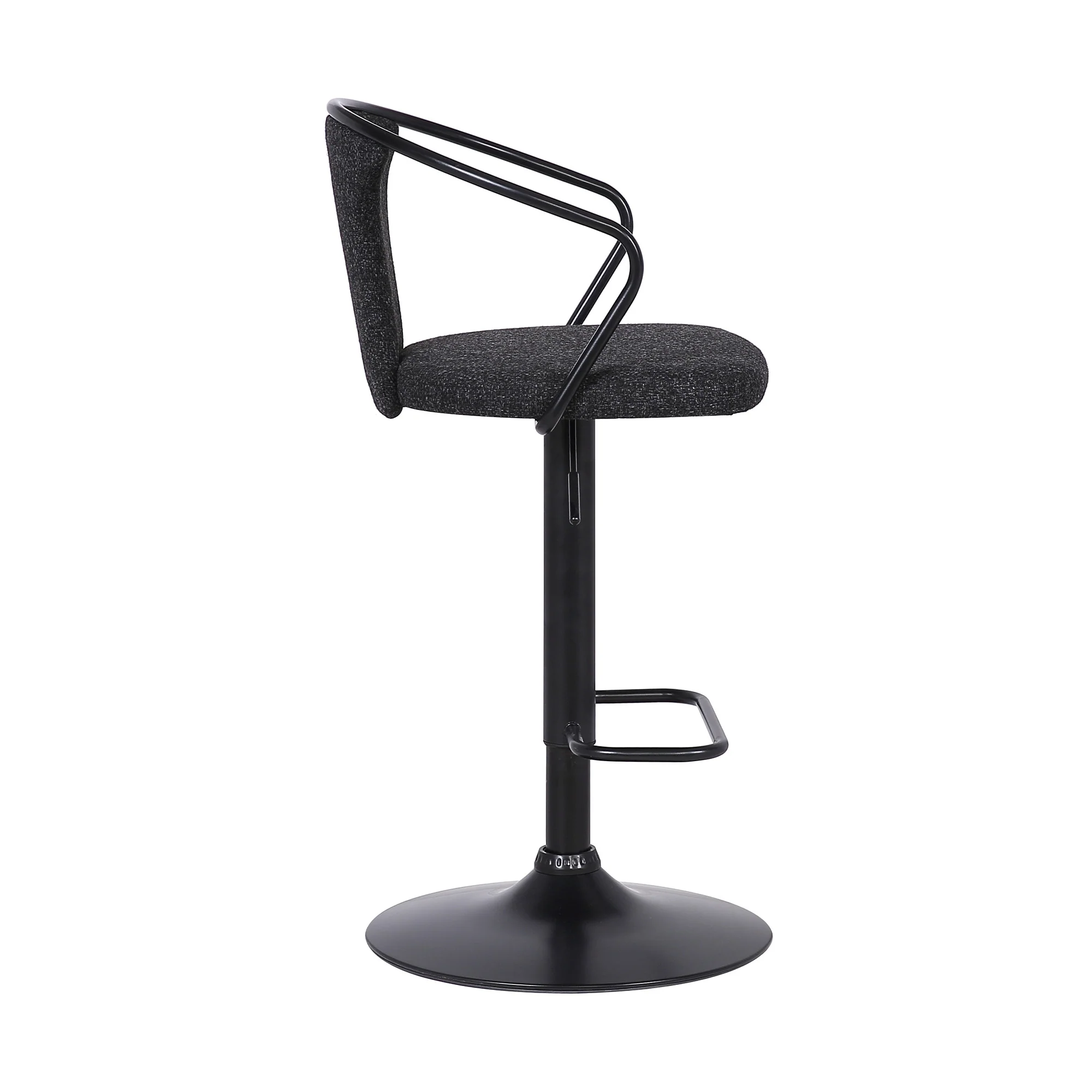 43" Black Faux Leather and Metal Adjustable Height Bar Chair By Homeroots - Image 3
