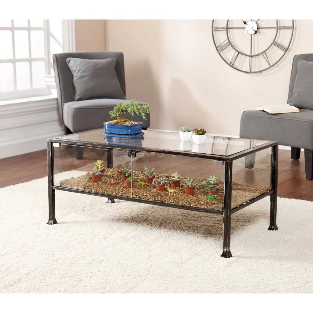 43" Black Glass And Metal Rectangular Coffee Table By Homeroots - Image 4